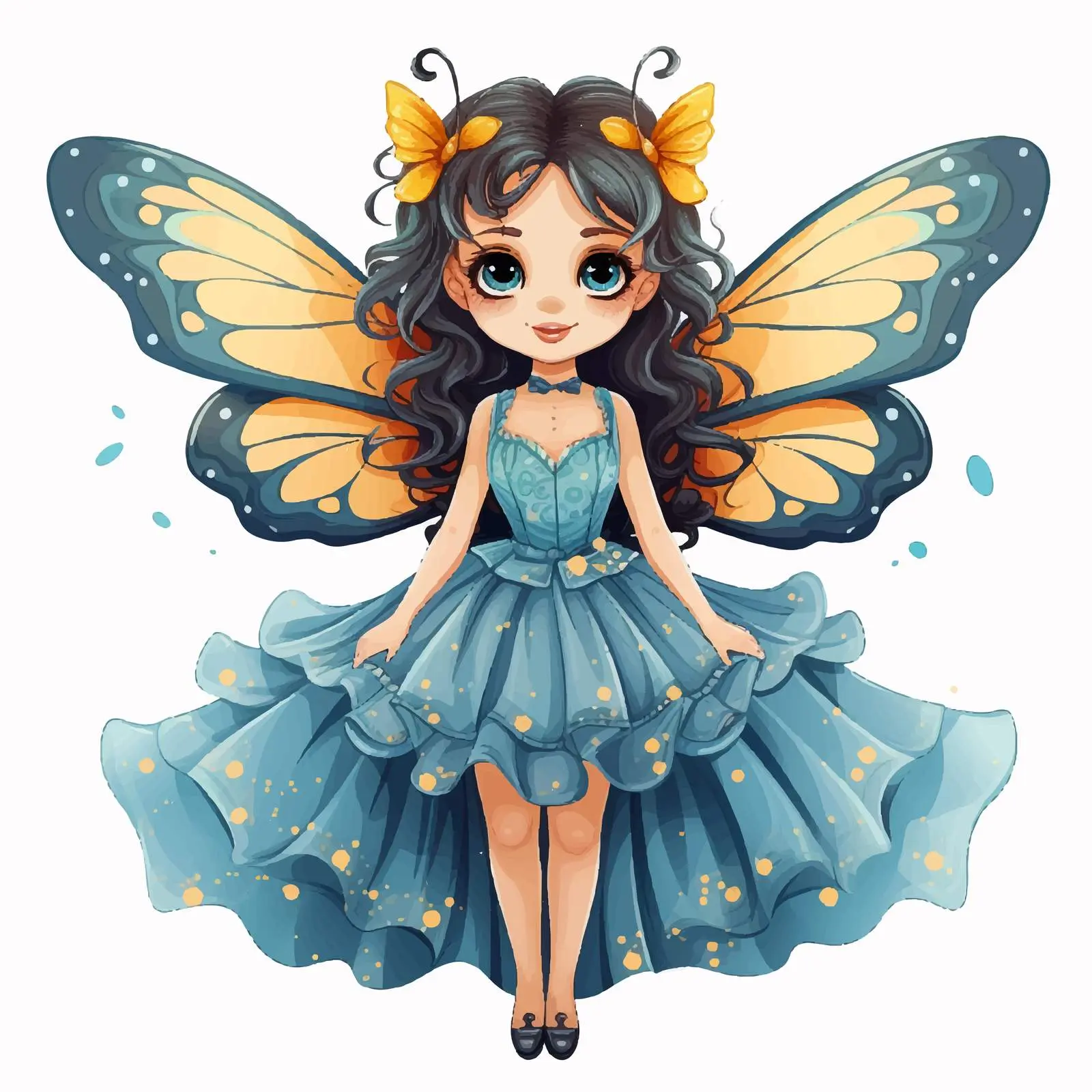 Charming Girl with Butterfly Wings in Whimsical Outfit – free dreamy theme image from Dotvec