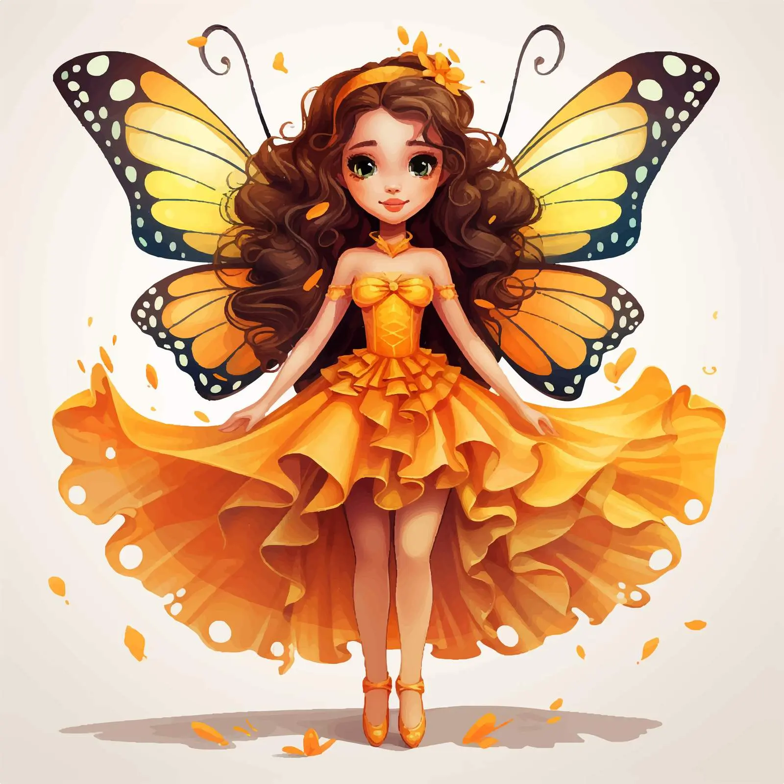 Charming Girl with Butterfly Wings Illustration — free download from Dotvec