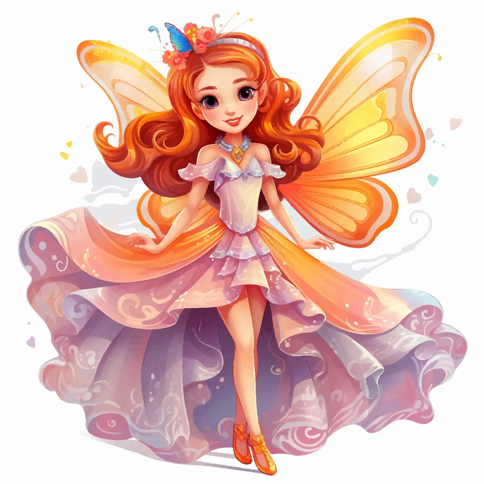 Whimsical Girl with Butterfly Wings Illustration – free entertaining art image from Dotvec