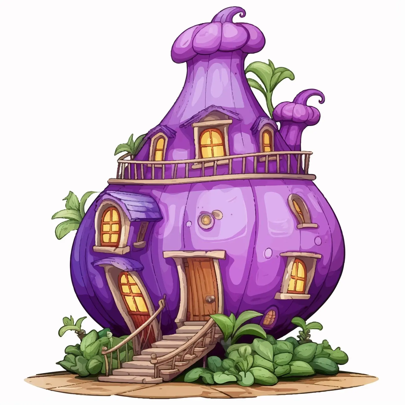 Charming Purple Onion House Vector Illustration — free download from Dotvec