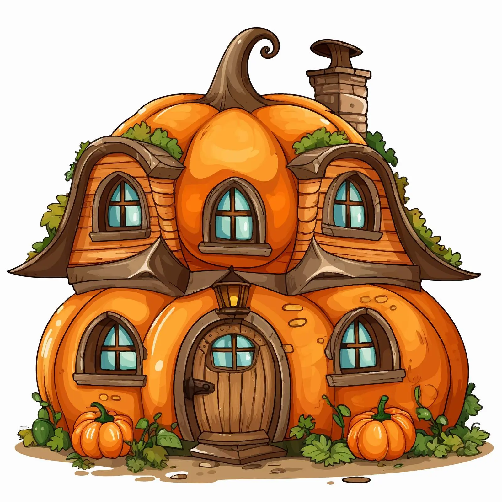 Charming Pumpkin House with Round Windows Vector — free download from Dotvec
