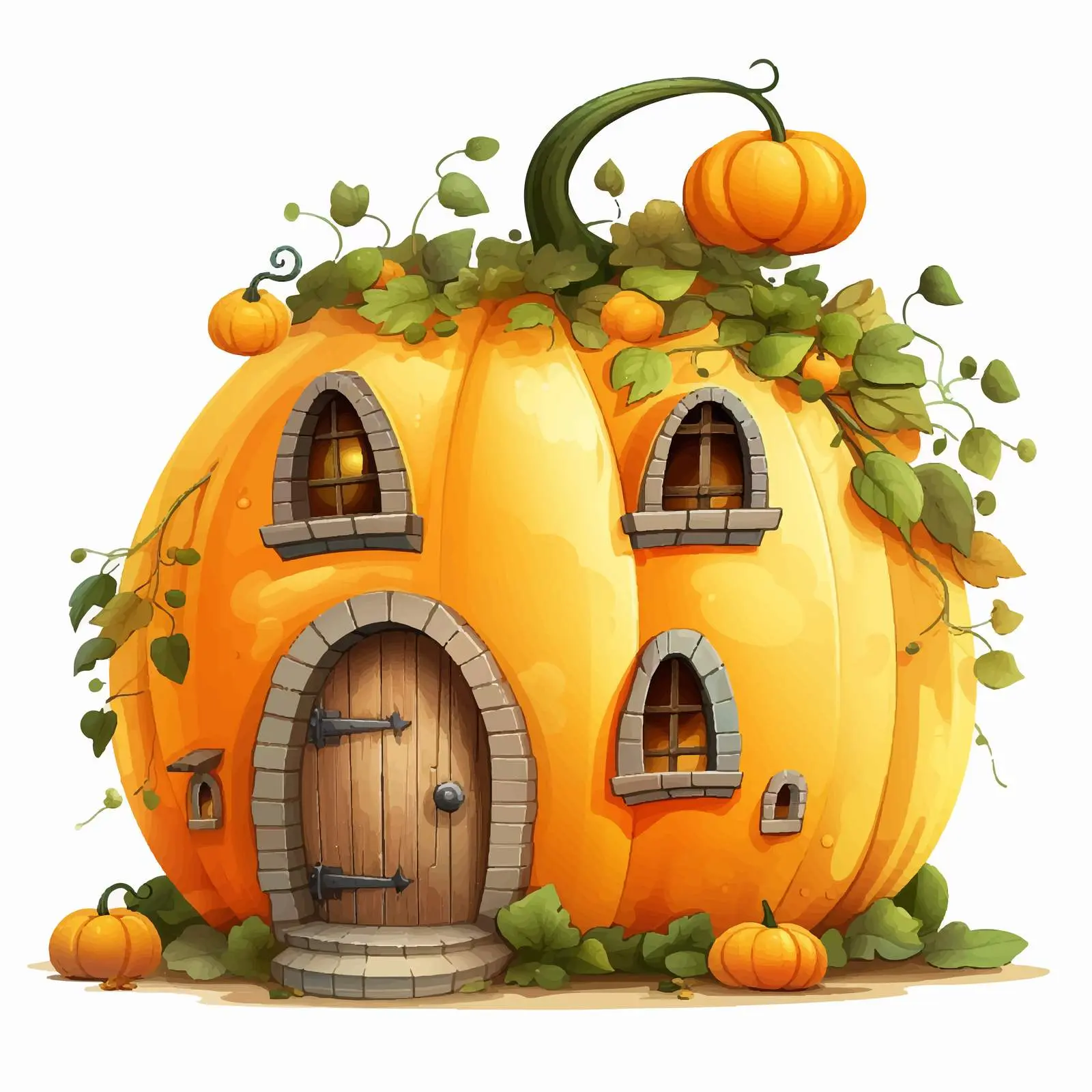 Charming Pumpkin House with Round Windows Vector — free download from Dotvec