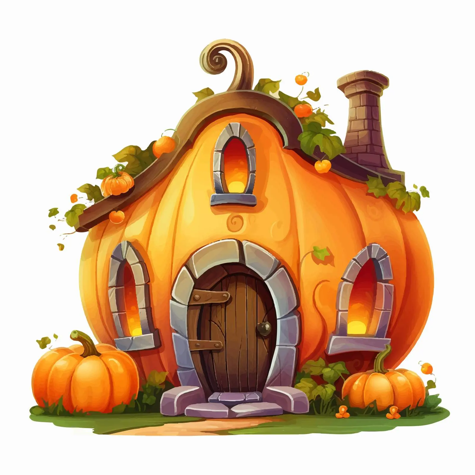 Charming Pumpkin House with Round Windows Vector — free download from Dotvec