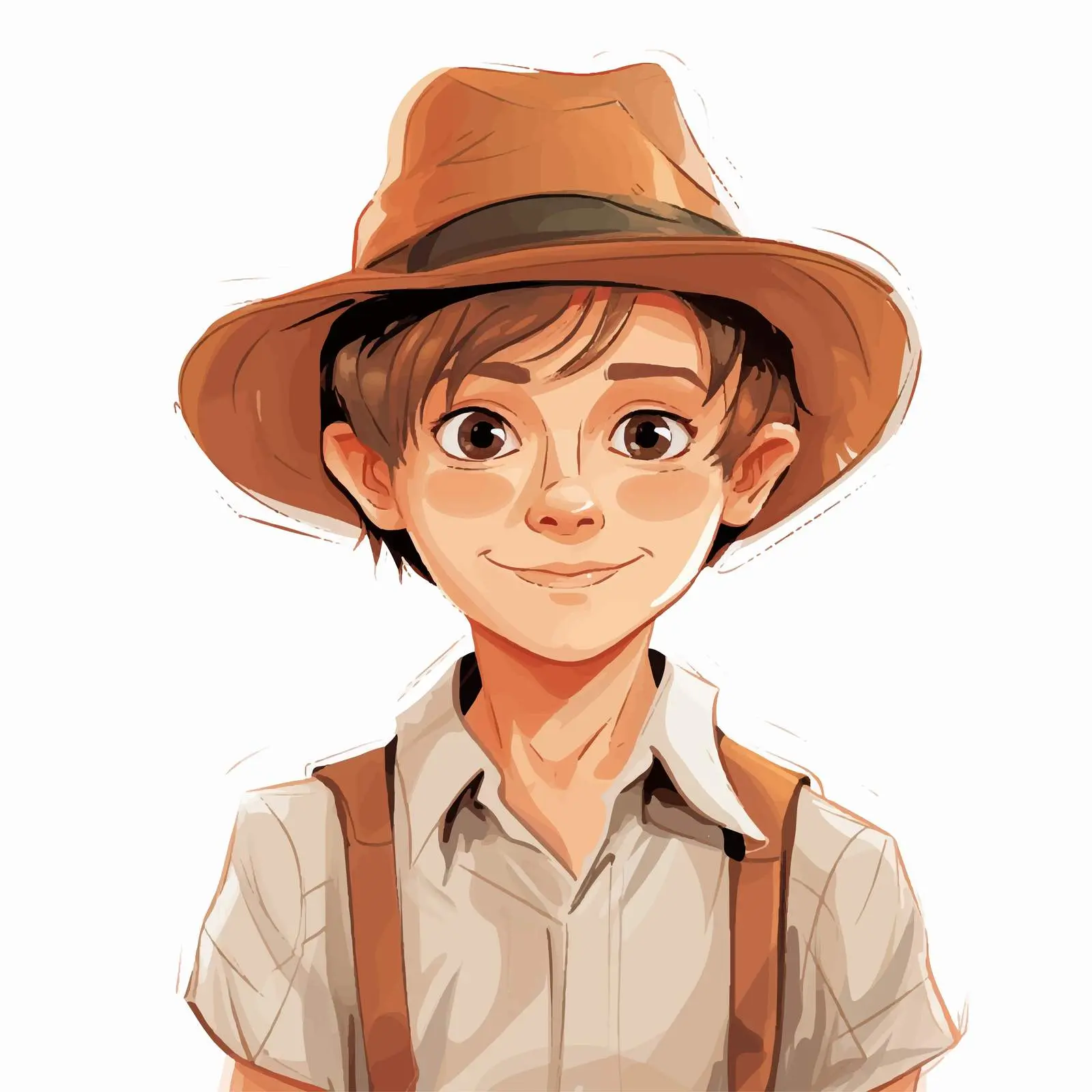 Charming Cartoon Boy in a Hat Illustration – free vector art for kids image from Dotvec