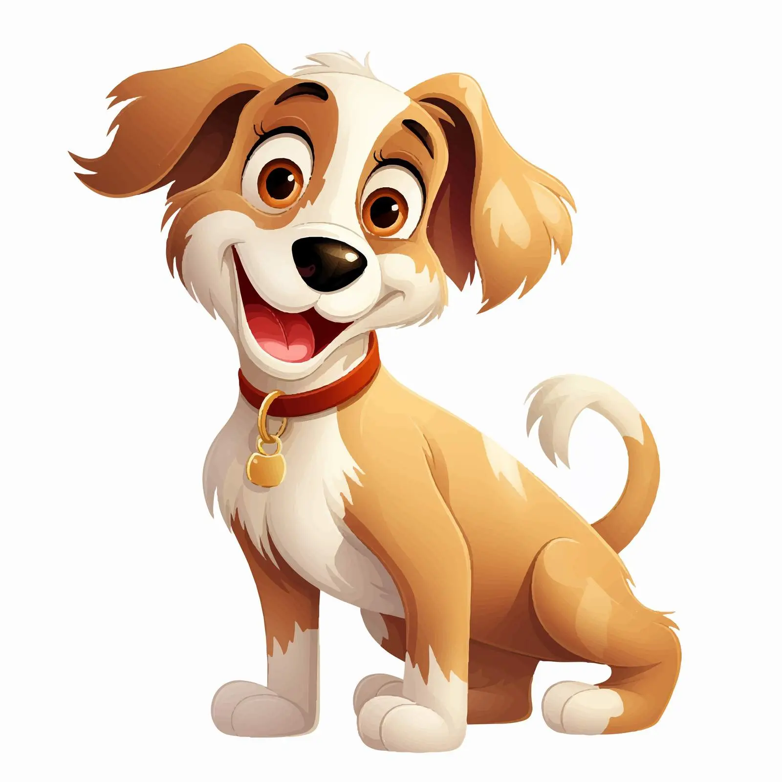 Cheerful Cartoon Dog Standing with Wagging Tail — free download from Dotvec