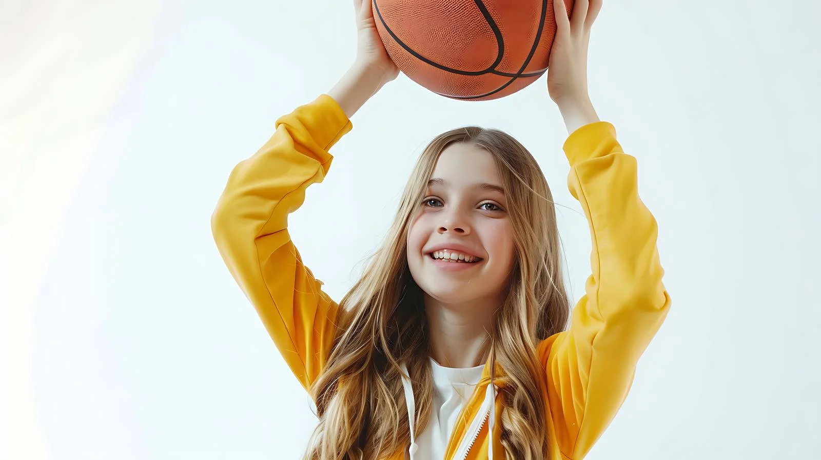 Joyful teen girl with basketball — free download from Dotvec