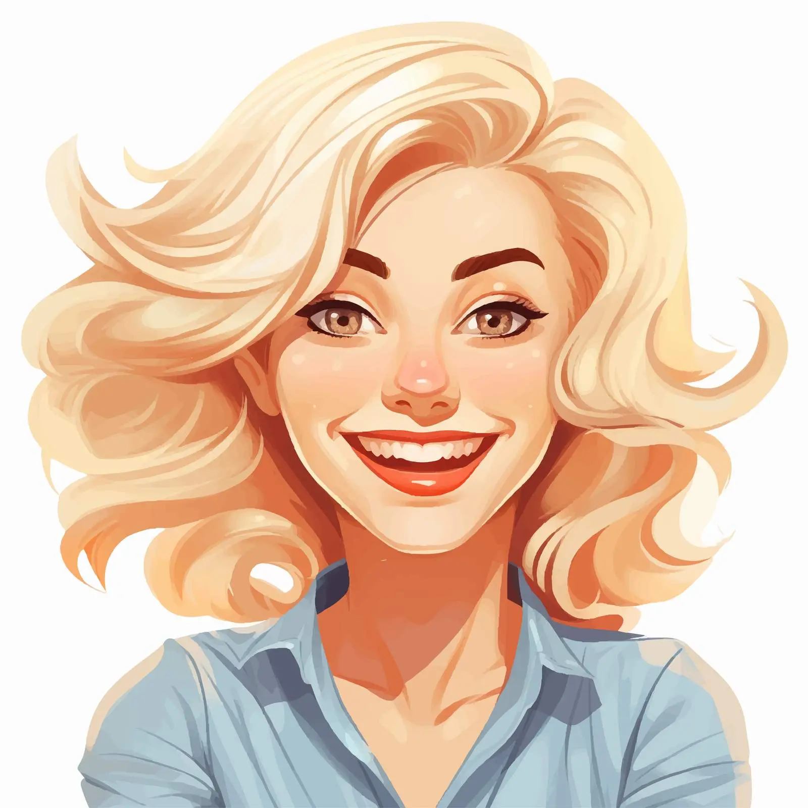 Cheerful Blonde Girl Cartoon Vector Artwork — free download from Dotvec