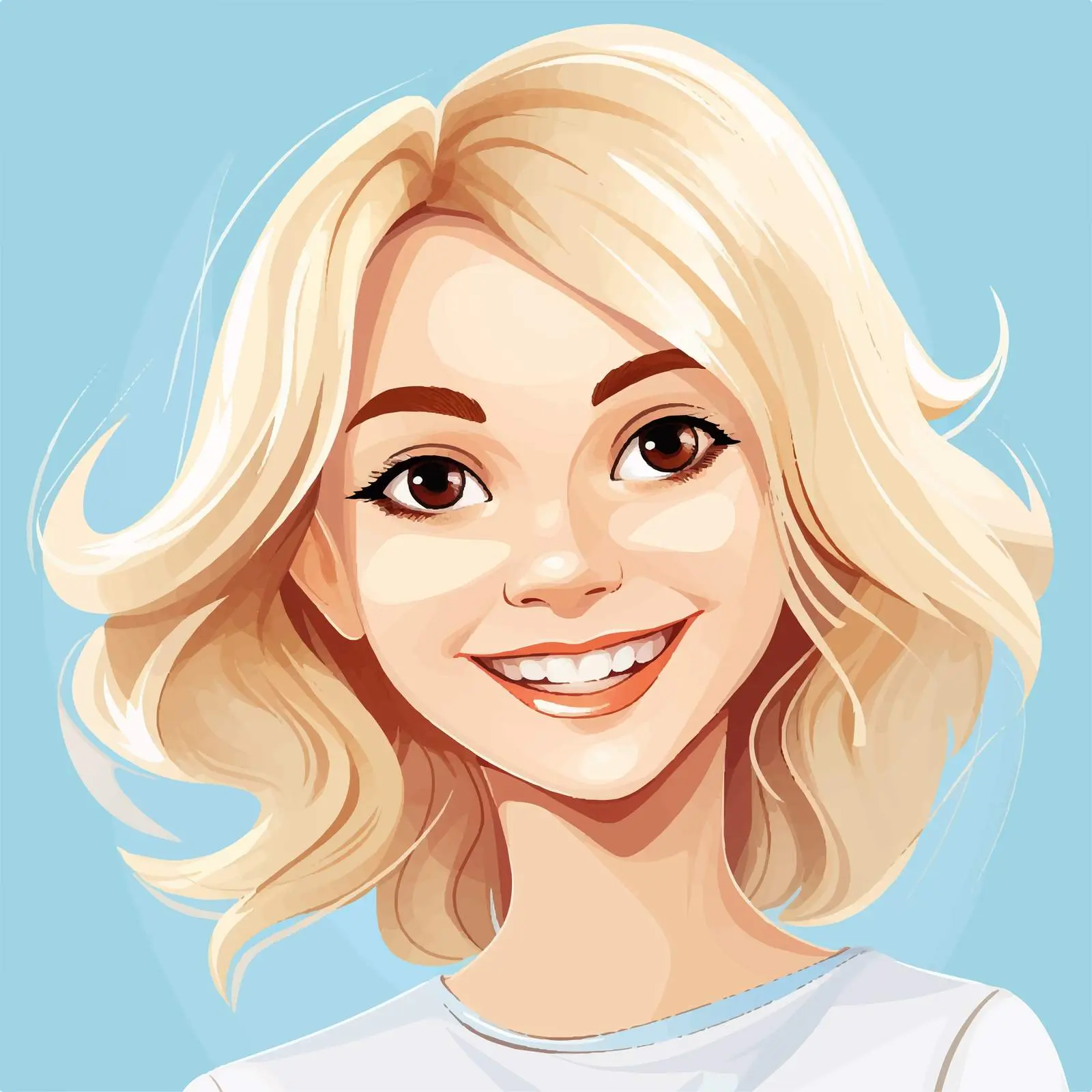 Cheerful Blonde Girl Cartoon Vector Illustration — free download from Dotvec