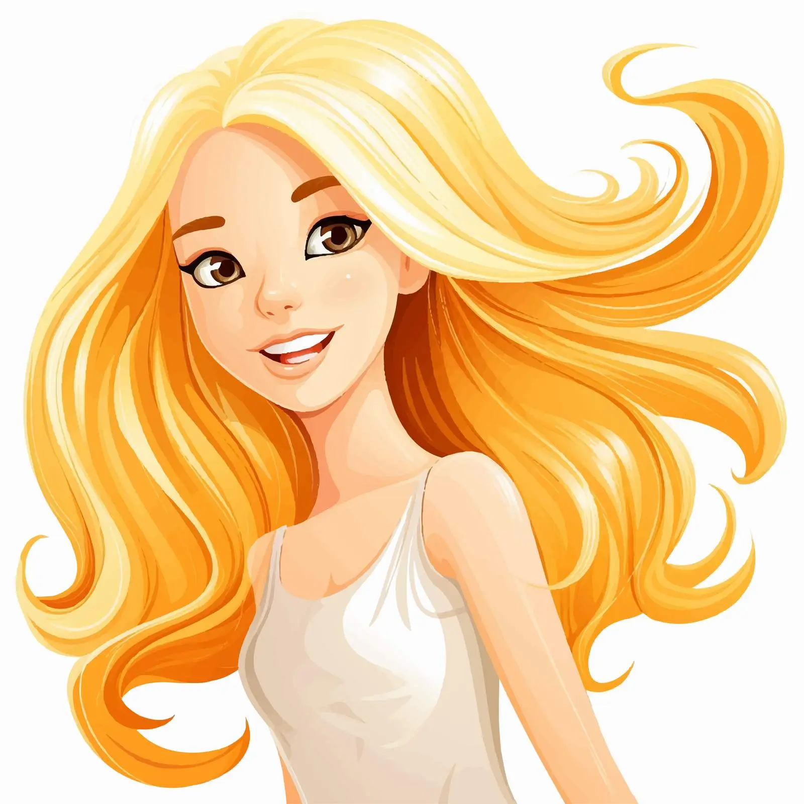 Cheerful Blonde Girl Vector with Long Hair — free download from Dotvec