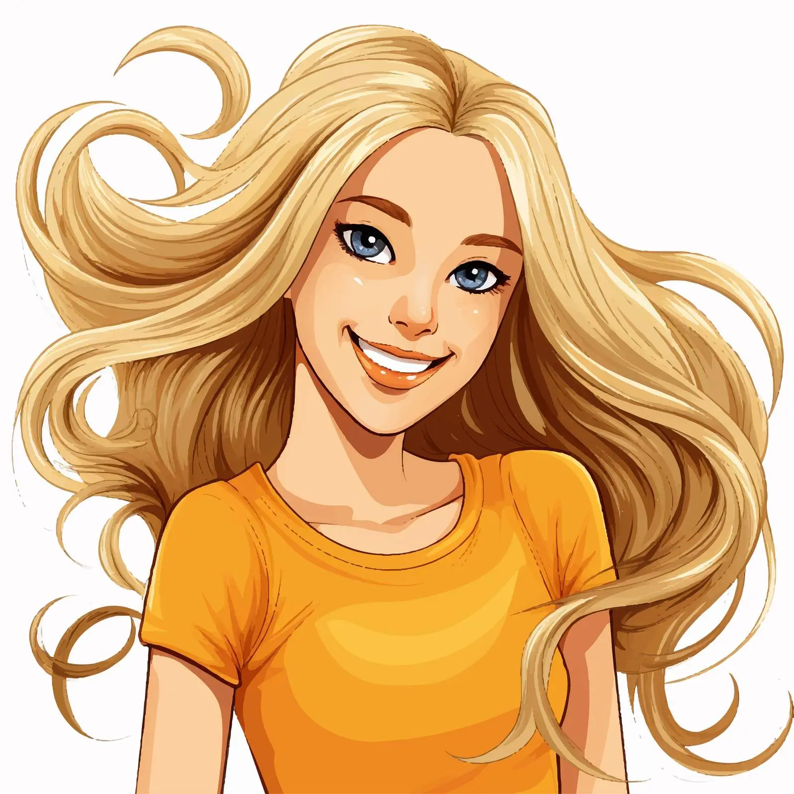 Cheerful Blonde Girl Vector with Long Hair — free download from Dotvec