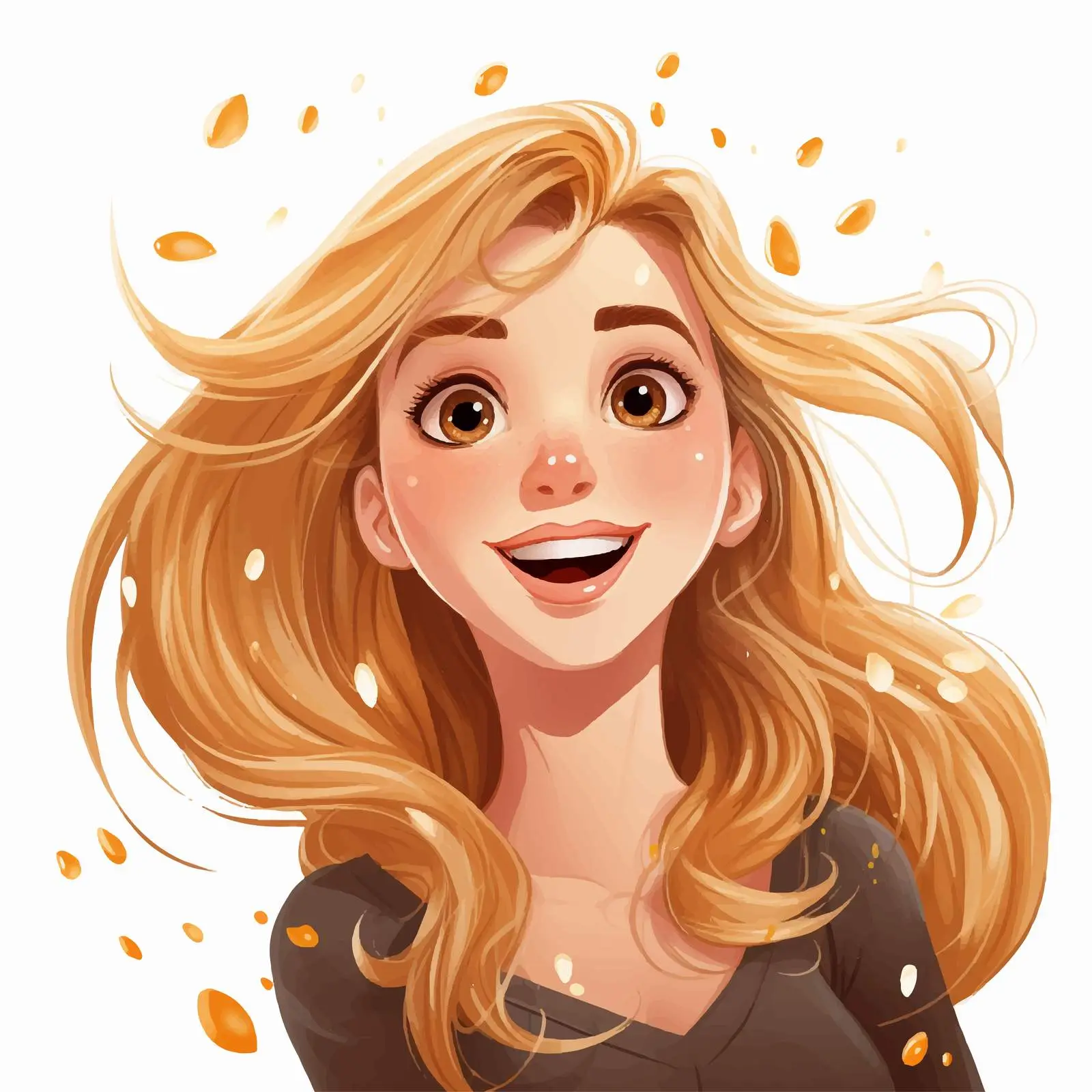 Cheerful Blonde Girl Vector with Long Hair — free download from Dotvec