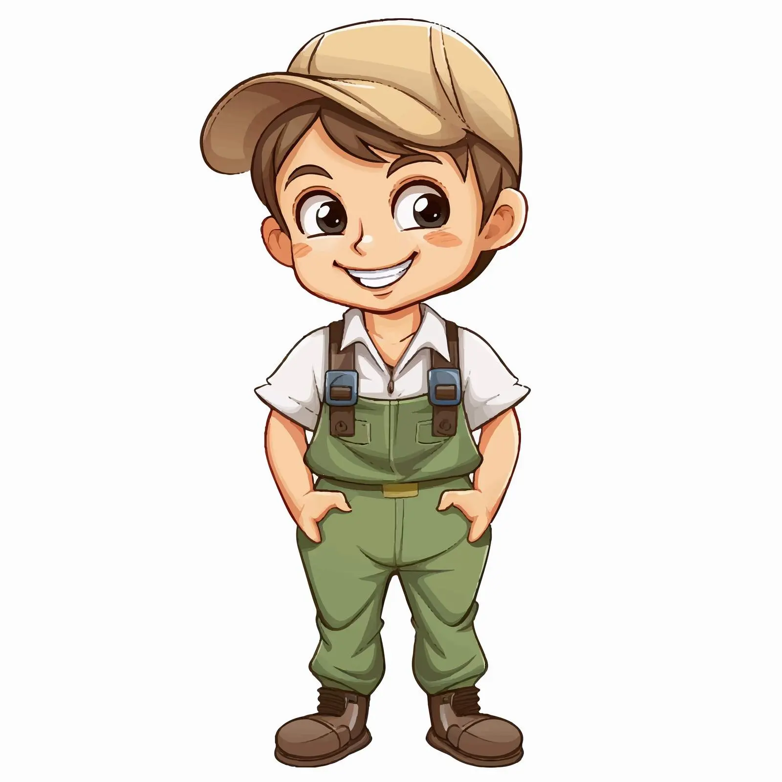 Cheerful Cartoon Boy in Farmer Overalls — free download from Dotvec