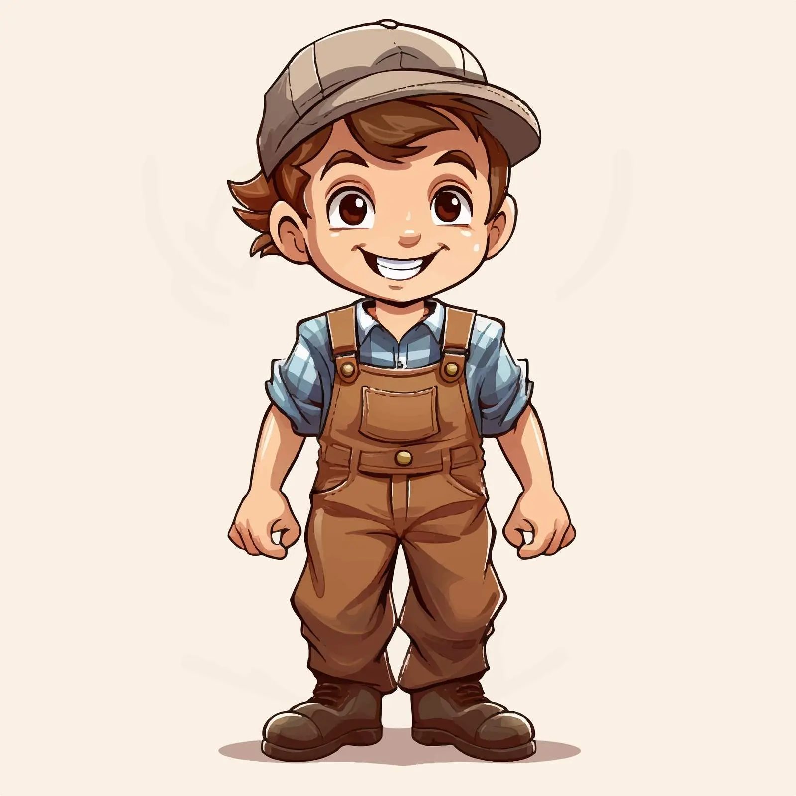 Cheerful Cartoon Boy in Farmer Overalls — free download from Dotvec