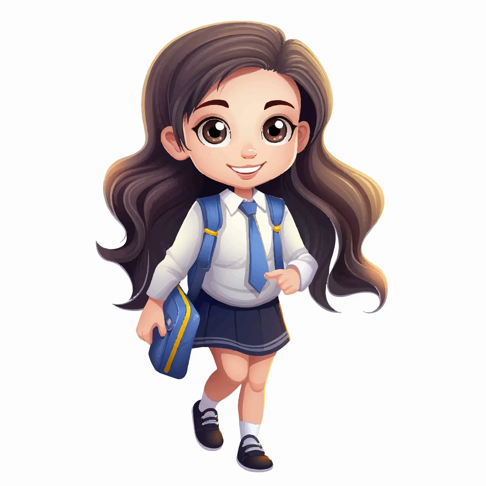 Cheerful Cartoon Girl Student Illustration — free download from Dotvec
