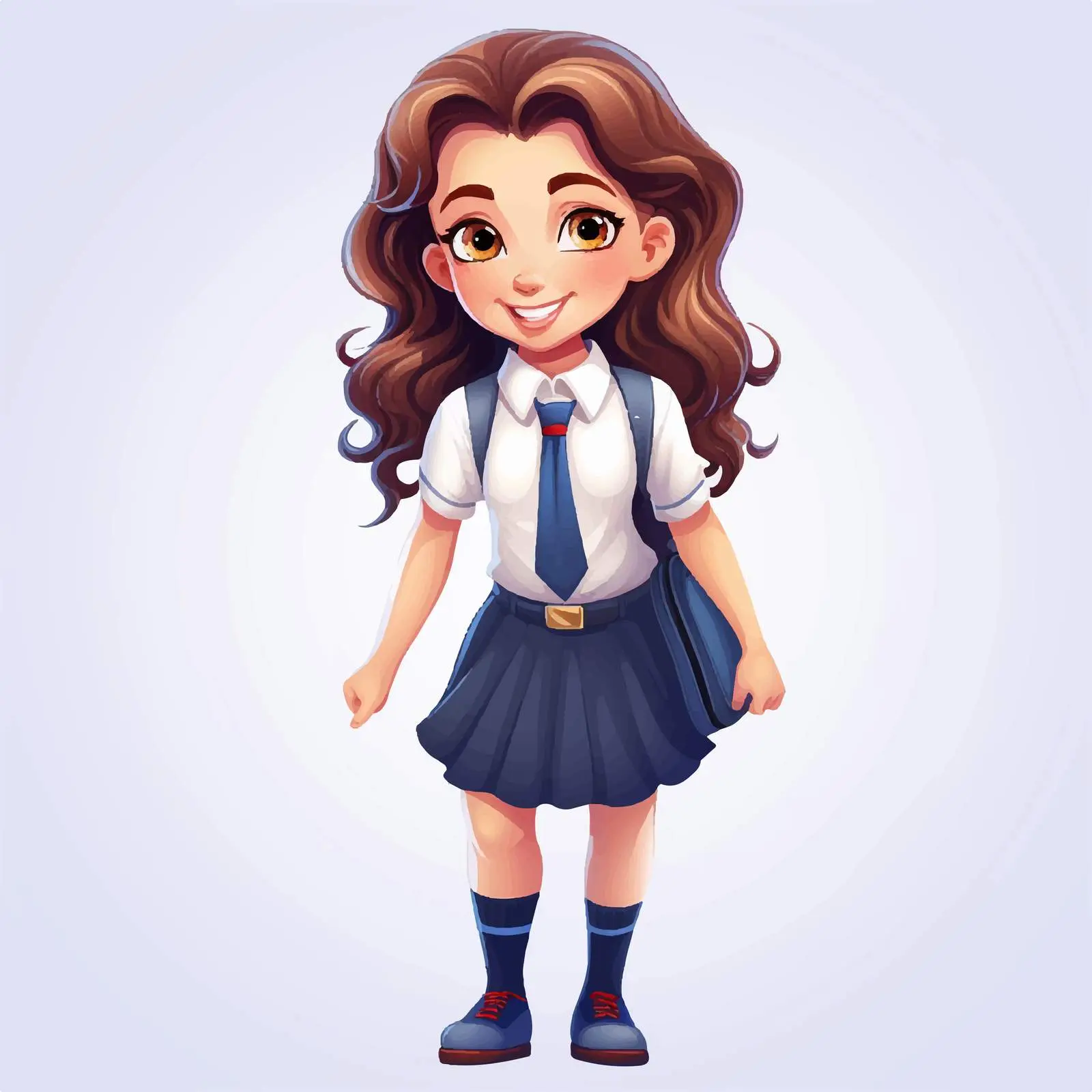 Cheerful Cartoon Girl Student Character Vector — free download from Dotvec