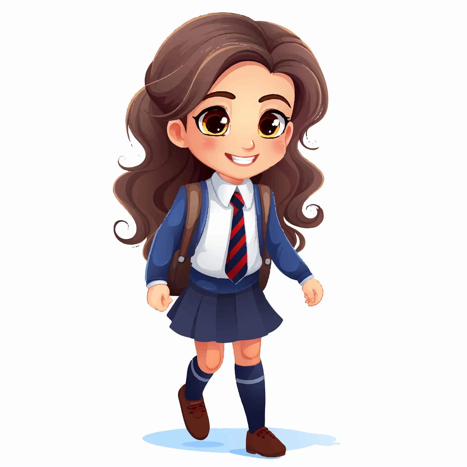 Cheerful Cartoon Girl Student Vector Image — free download from Dotvec