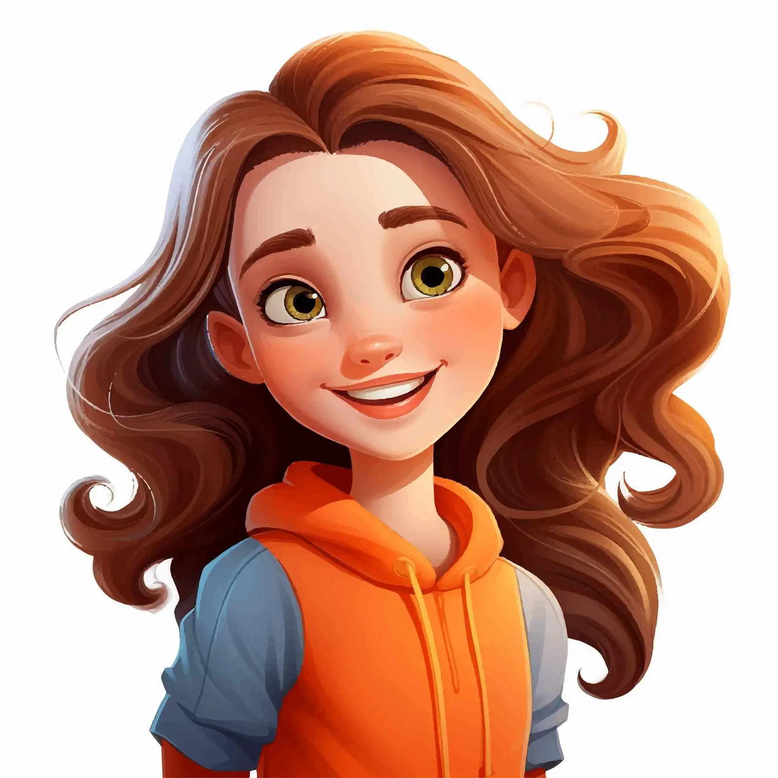 Cheerful Cartoon Character with Girl's Face Smiling — free download from Dotvec