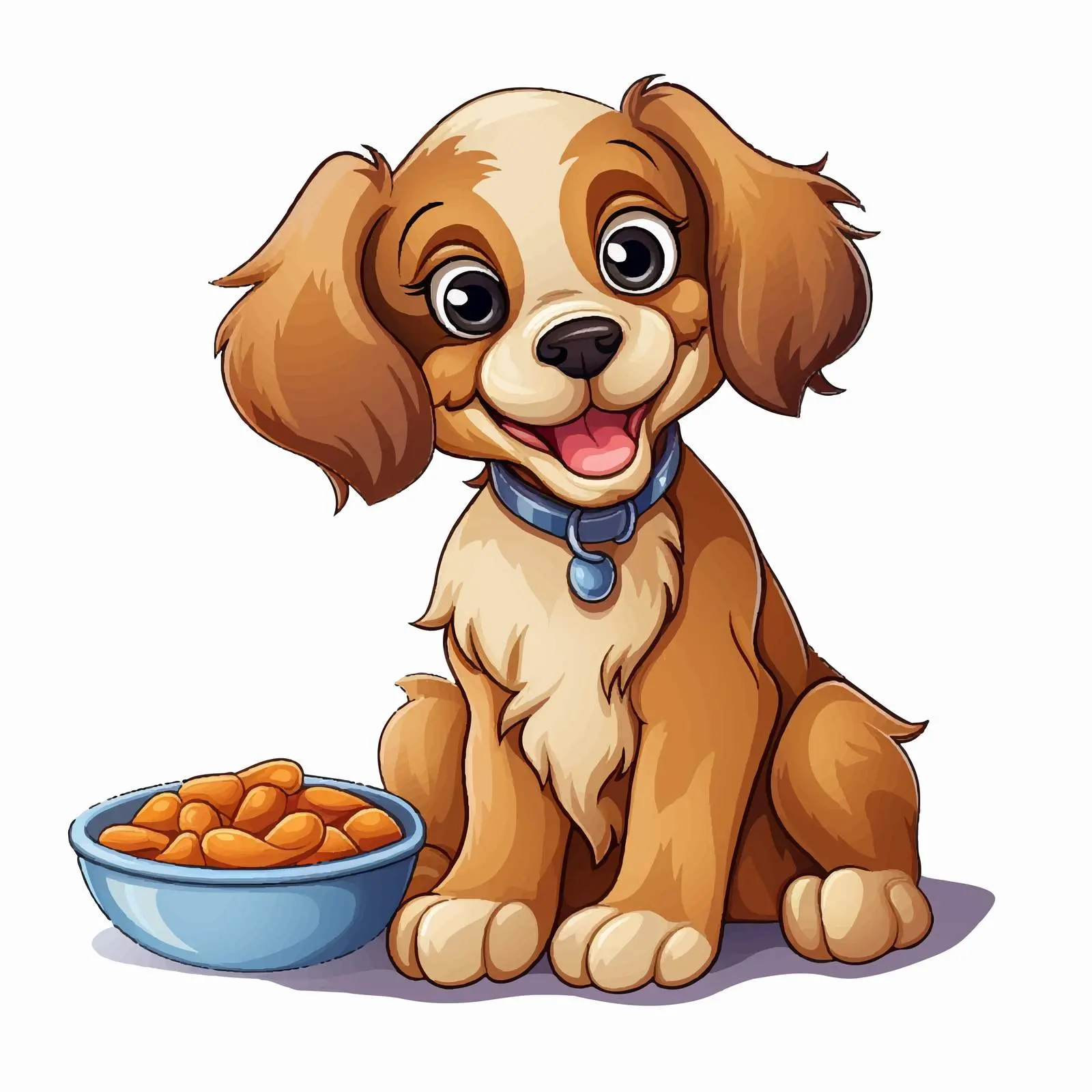 Cheerful Cartoon Dog Awaiting Its Meal — free download from Dotvec