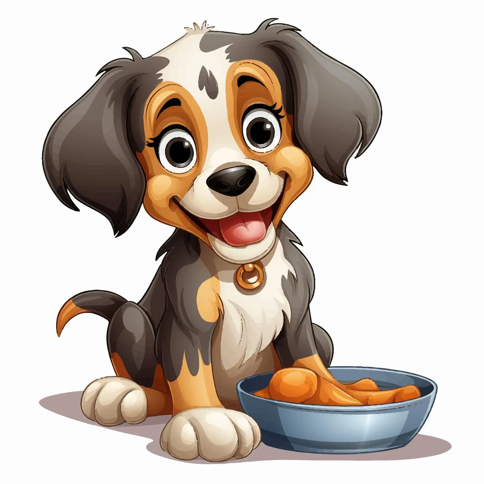Cheerful Cartoon Dog Waiting for Meal Vector – free dog graphic image from Dotvec