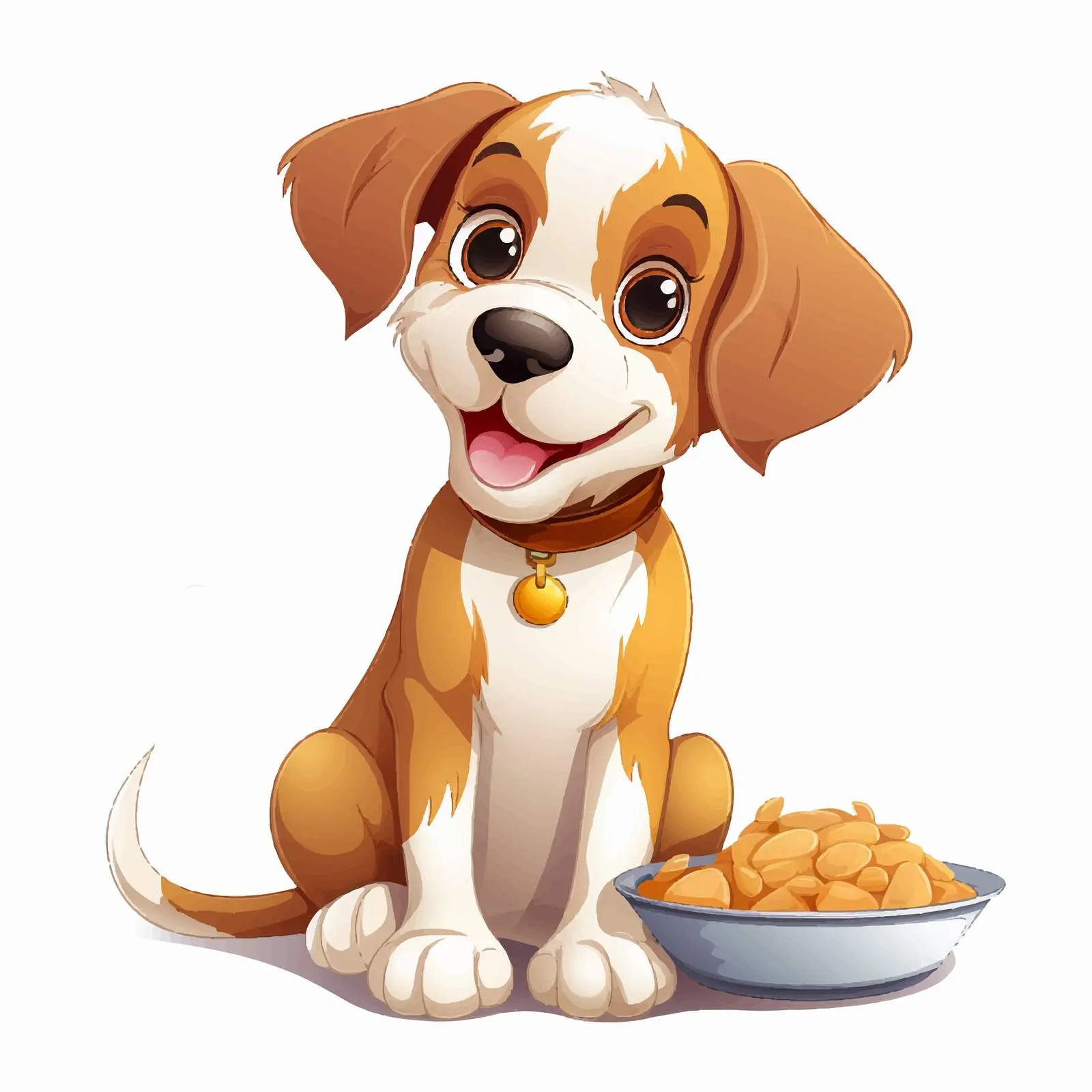 Eager Cartoon Dog Waiting for Meal — free download from Dotvec
