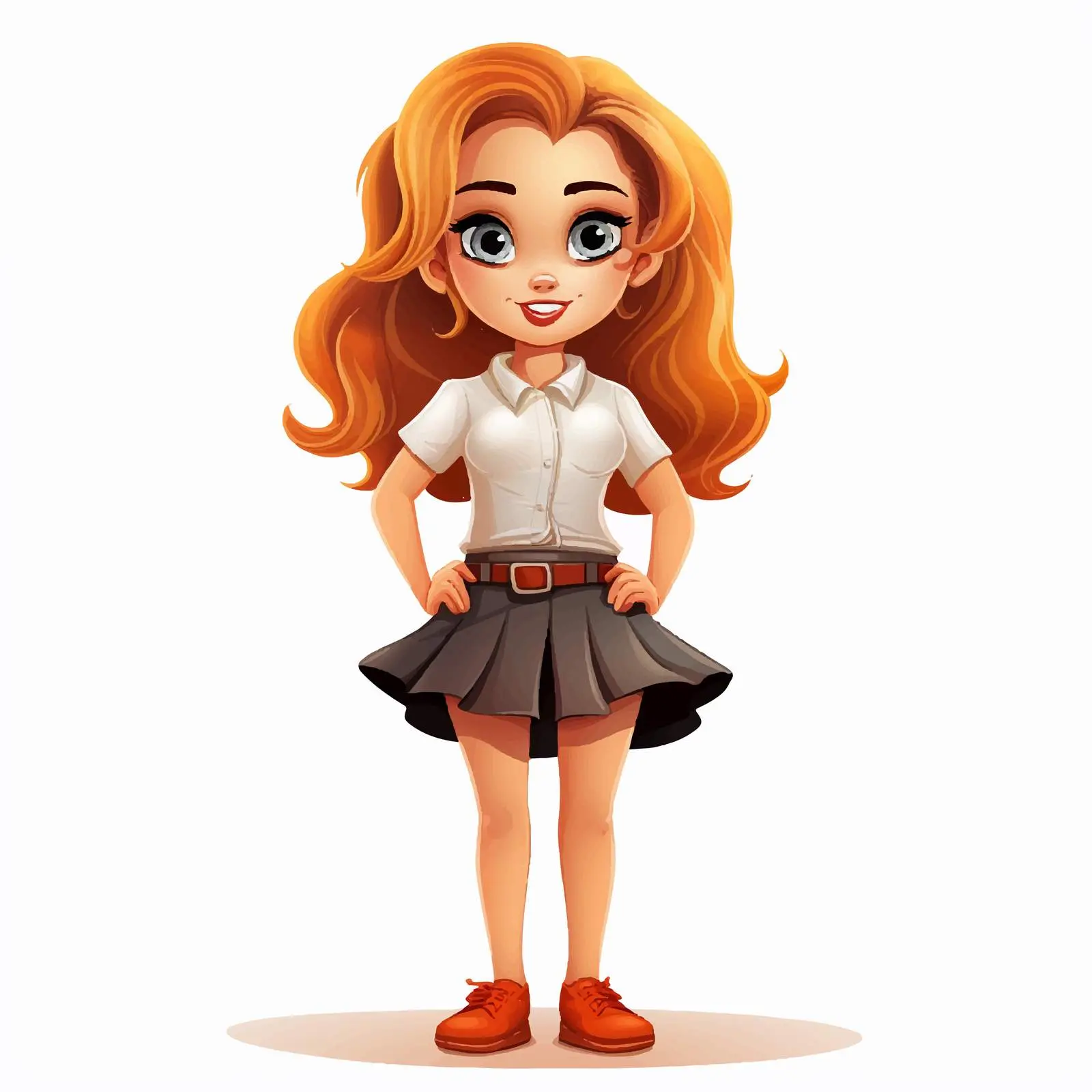 Cheerful Cartoon Girl in Mini Skirt — free download from Dotvec