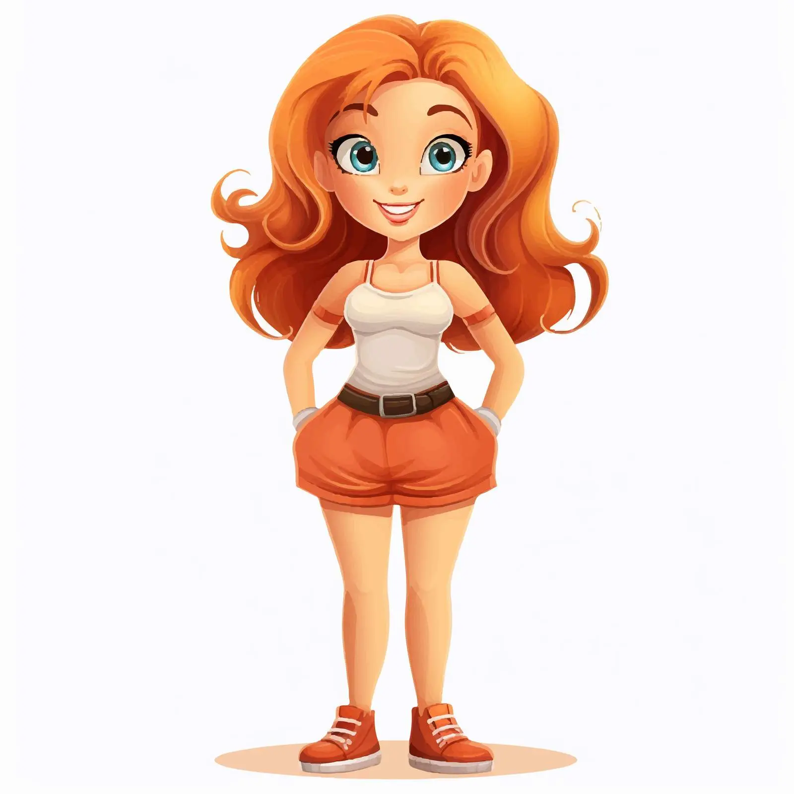 Cheerful Cartoon Girl Character in Mini Skirt – free illustration of girl image from Dotvec
