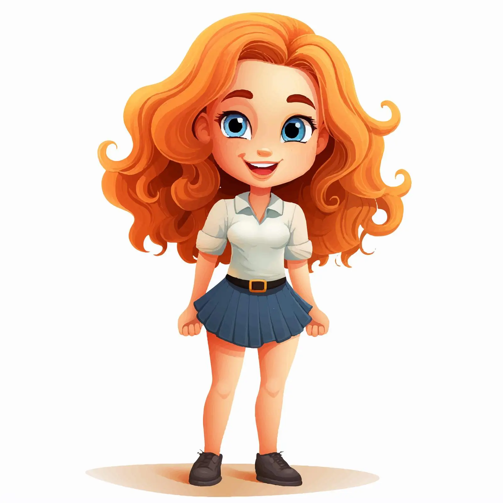 Cheerful Cartoon Girl Character in Mini Skirt — free download from Dotvec