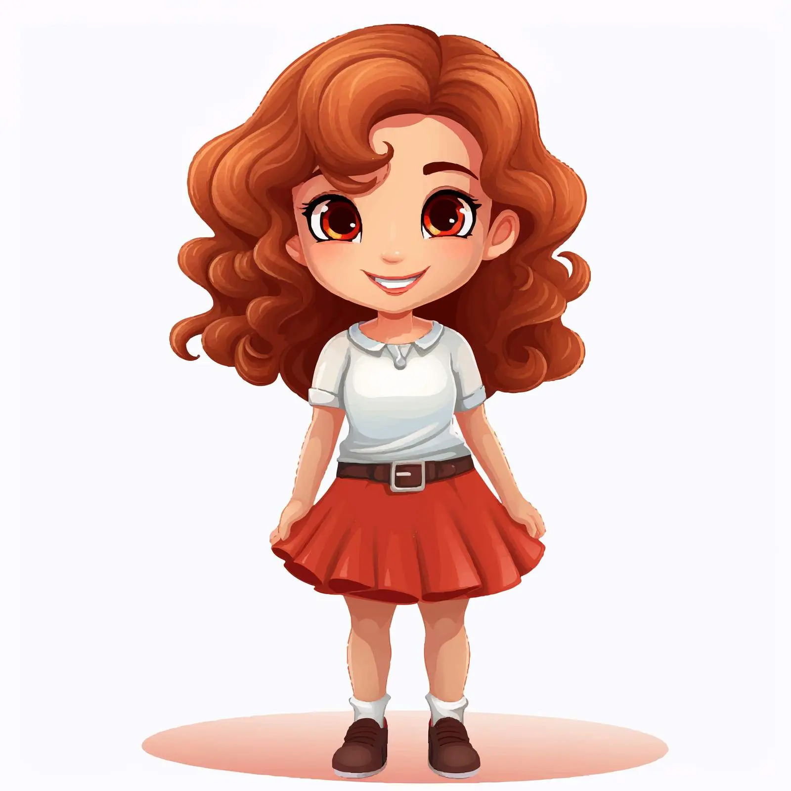 Cheerful Cartoon Girl Character in Mini Skirt — free download from Dotvec