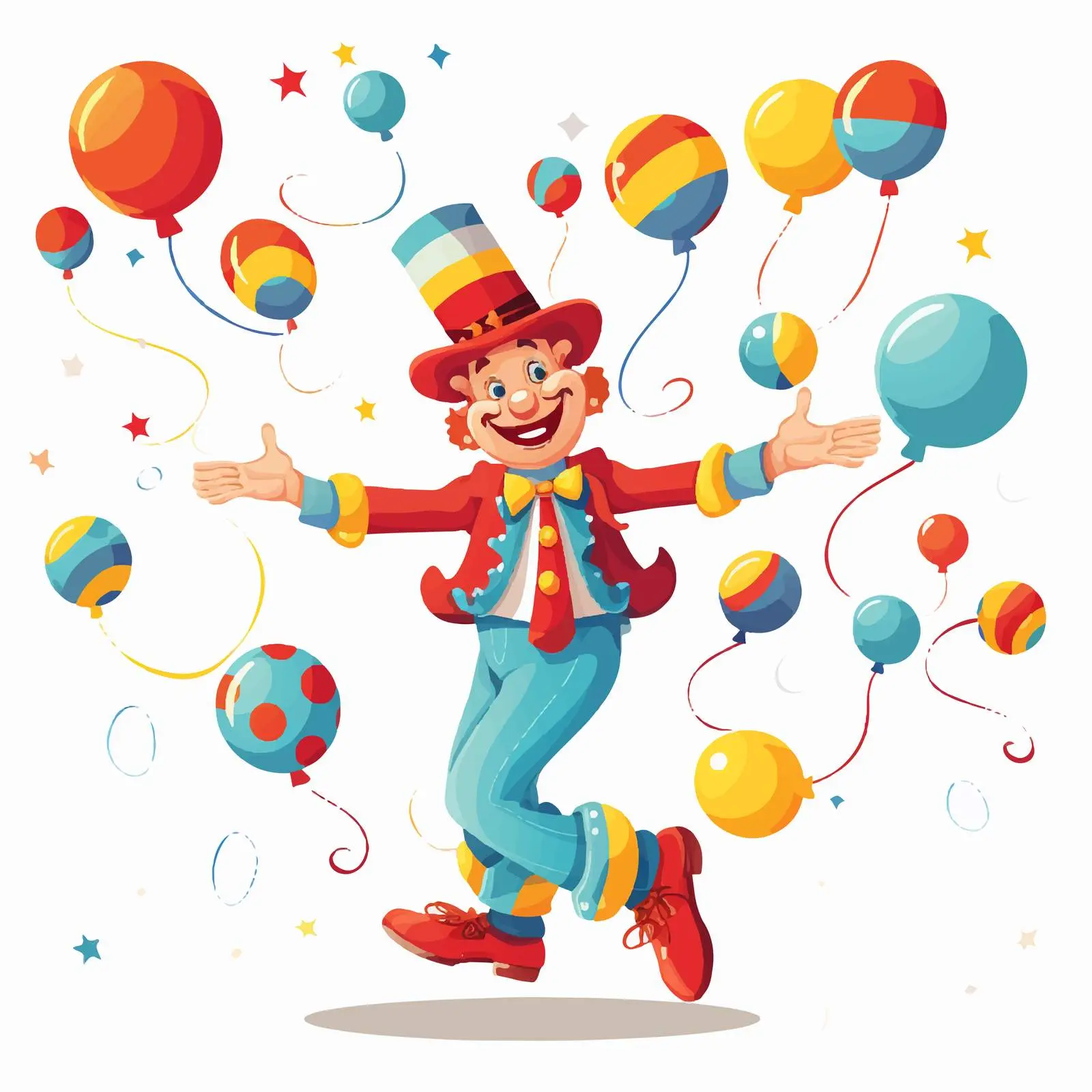 Cheerful Clown Juggling at Theme Park Vector — free download from Dotvec
