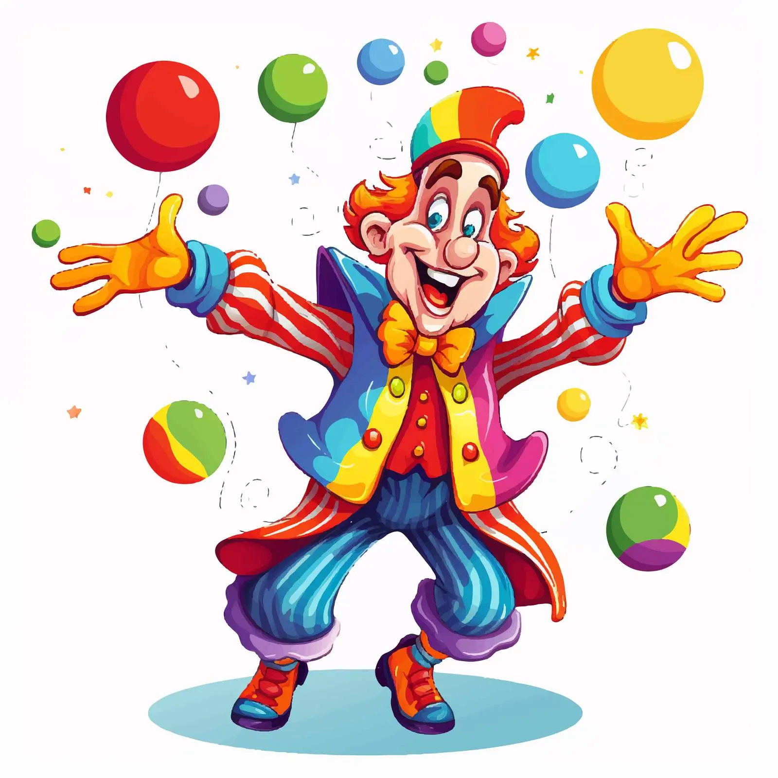 Cheerful Clown Juggling at Theme Park Vector — free download from Dotvec
