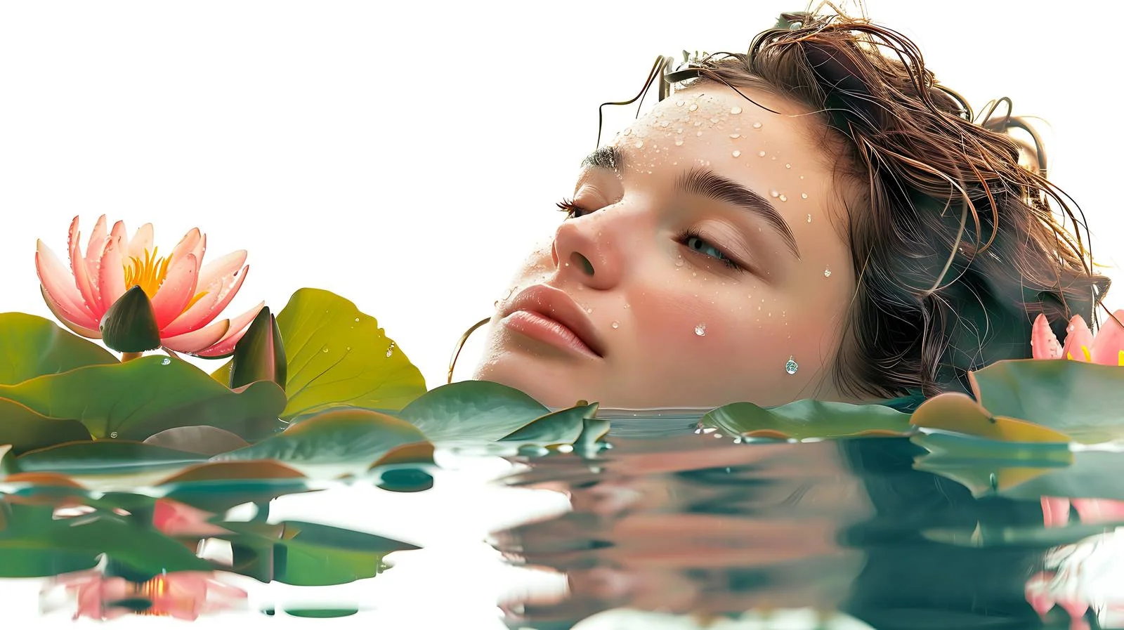Ethereal young woman serenely floating free images image from Dotvec
