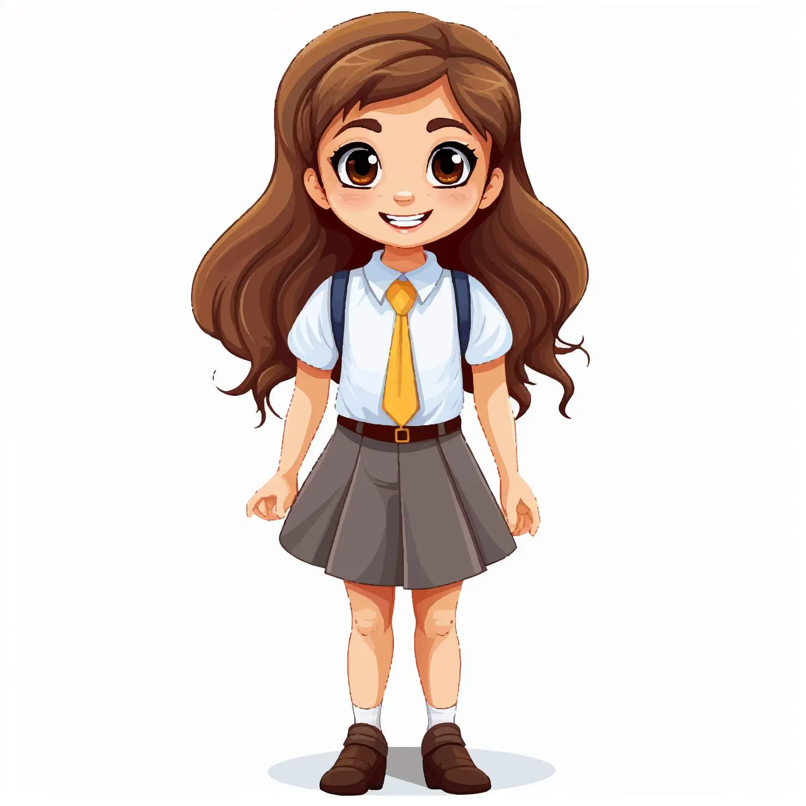 Cheerful Teen Girl in School Uniform — free download from Dotvec