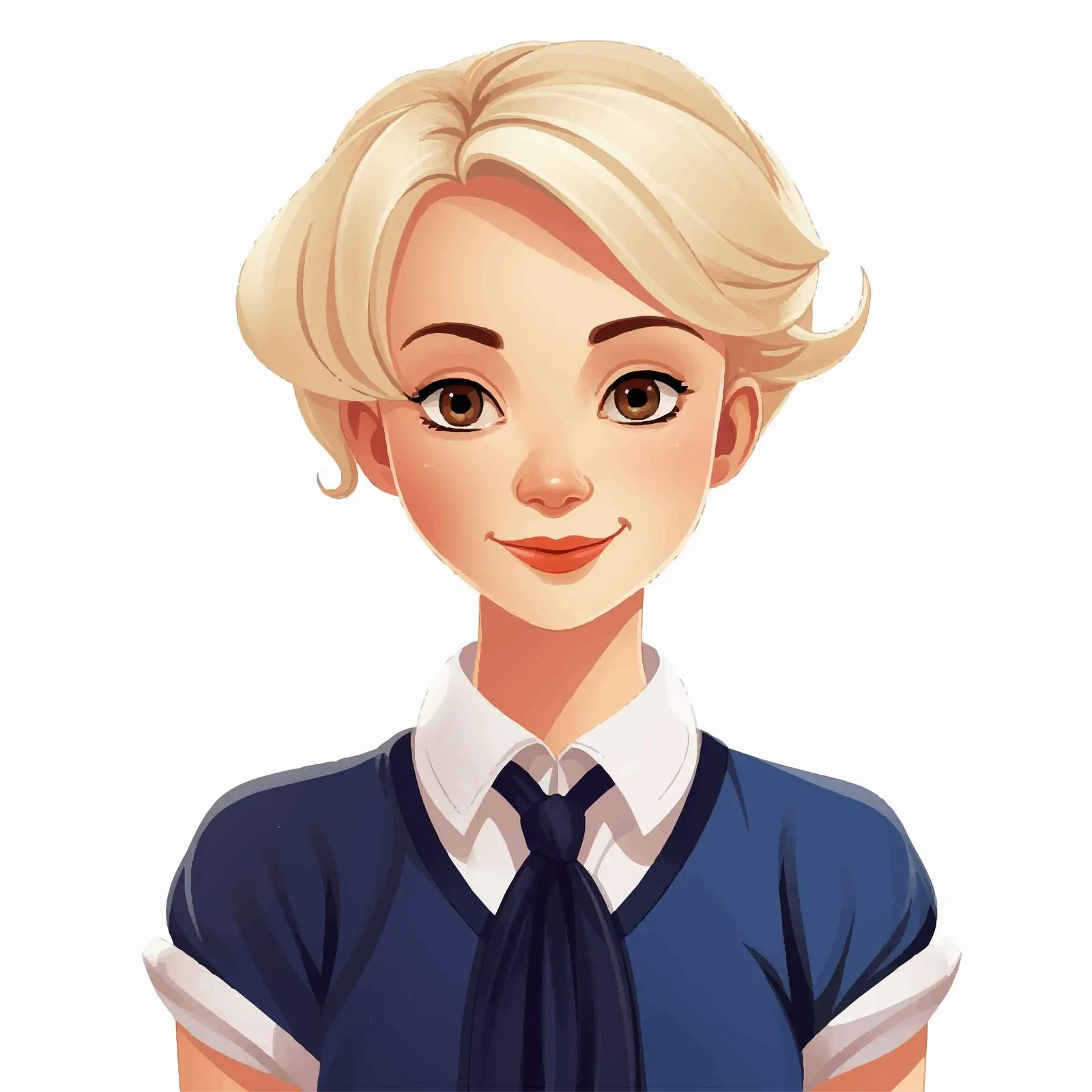 Cheerful Teenage Girl with Short Blonde Hairstyle — free download from Dotvec