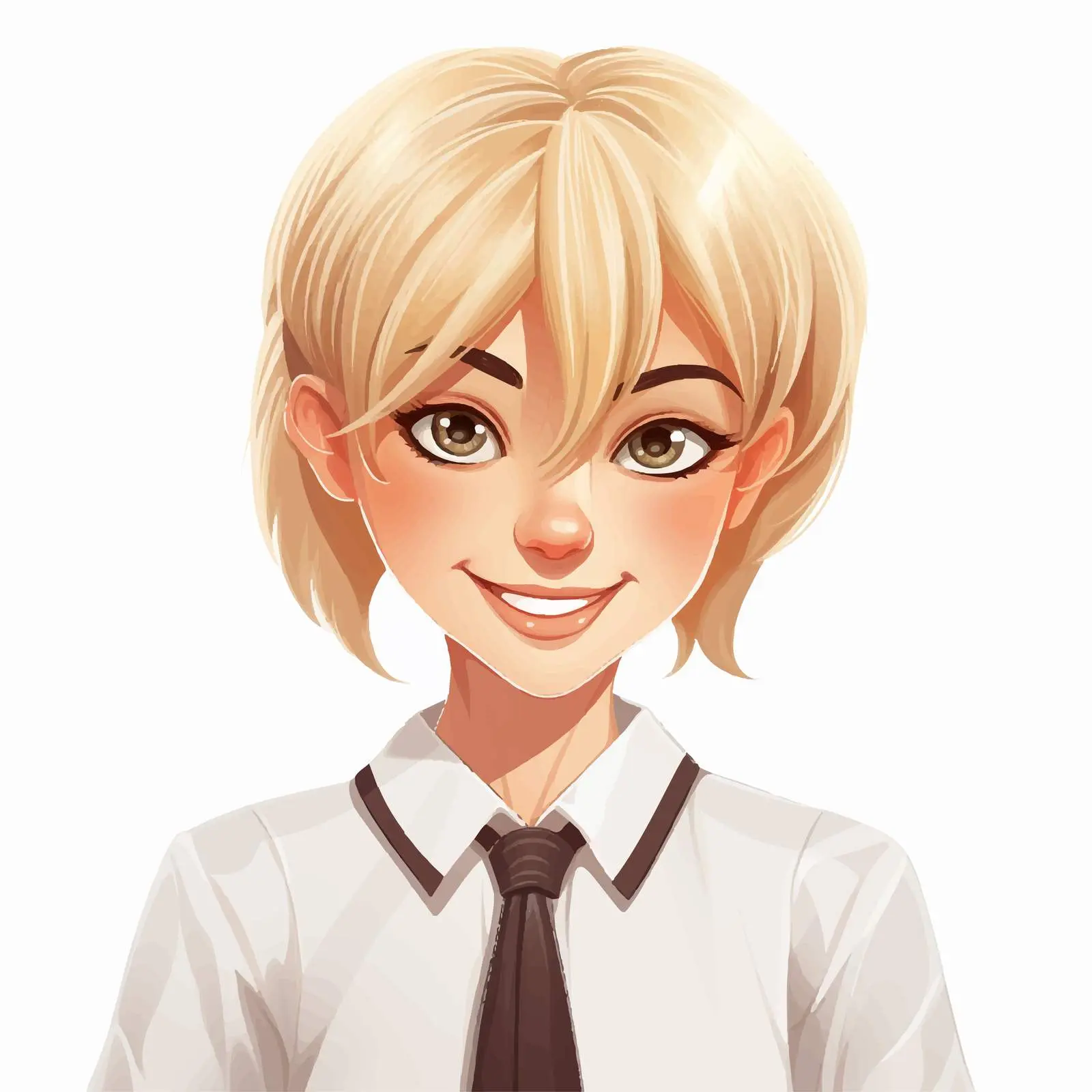 Cheerful Teenage Girl with Short Blonde Hairstyle – free teenage girl image from Dotvec