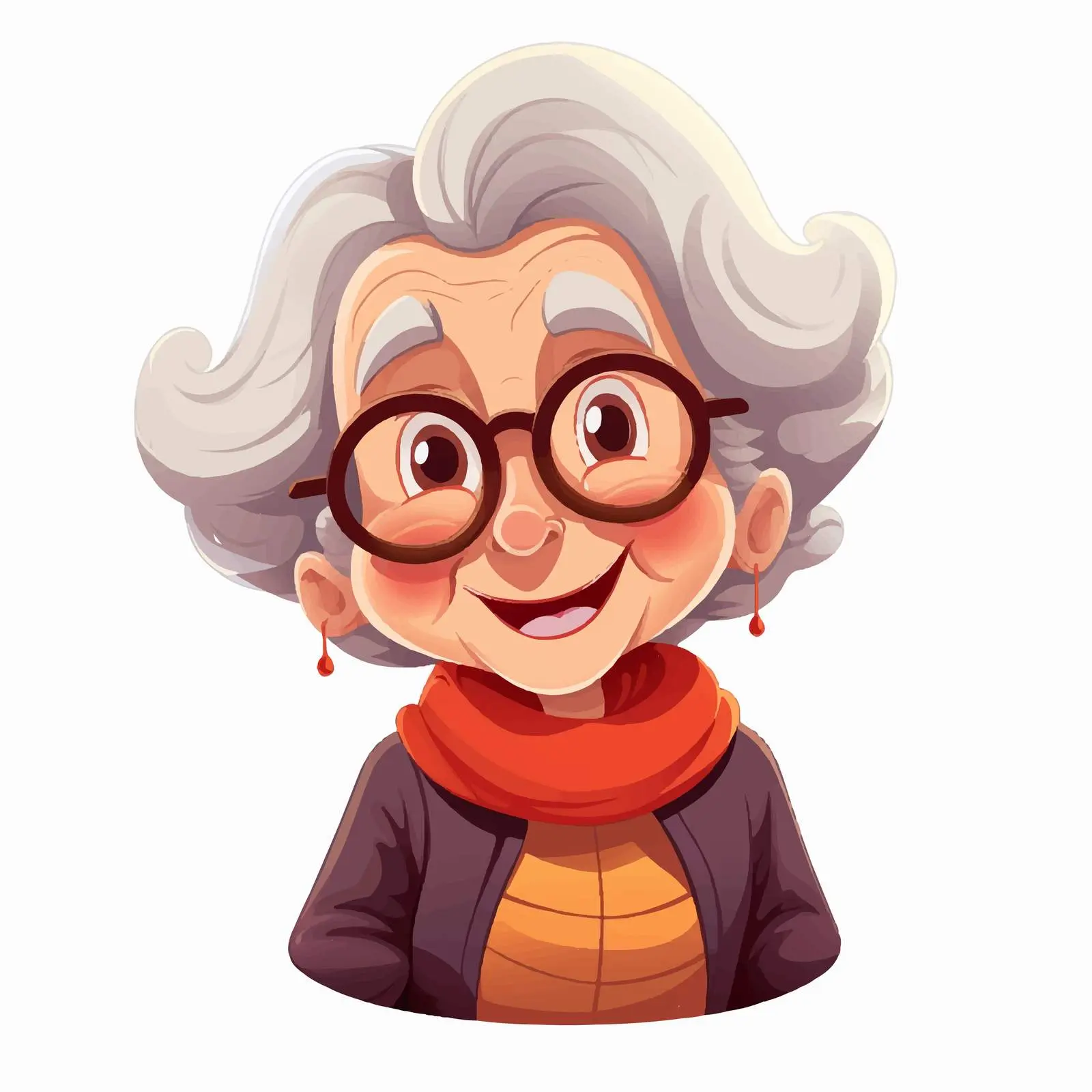 Cheerful Cartoon Vector of Elderly Woman – free social interactions image from Dotvec