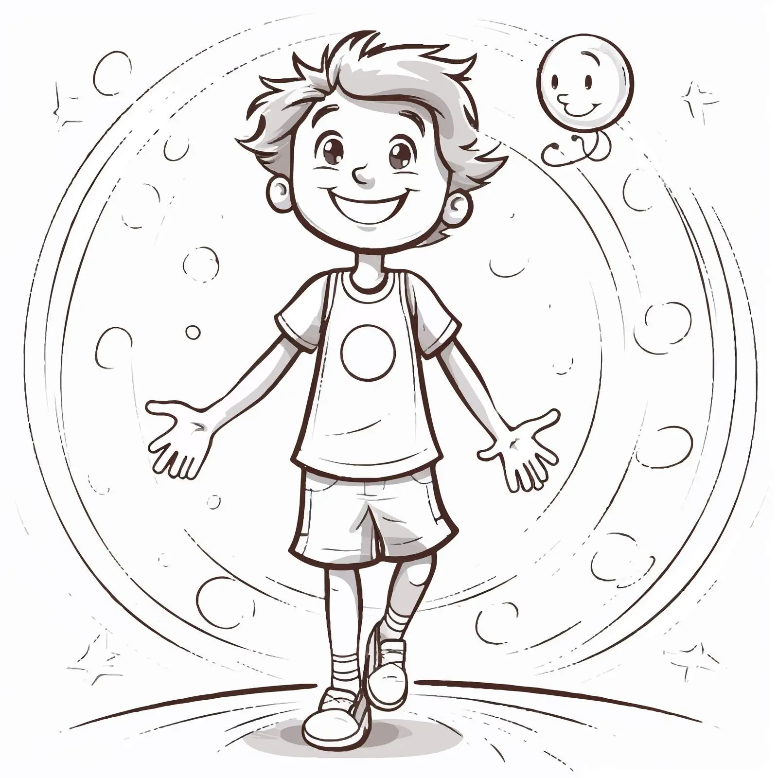 Cheerful Boy Vector Illustration with Doodle Style — free download from Dotvec