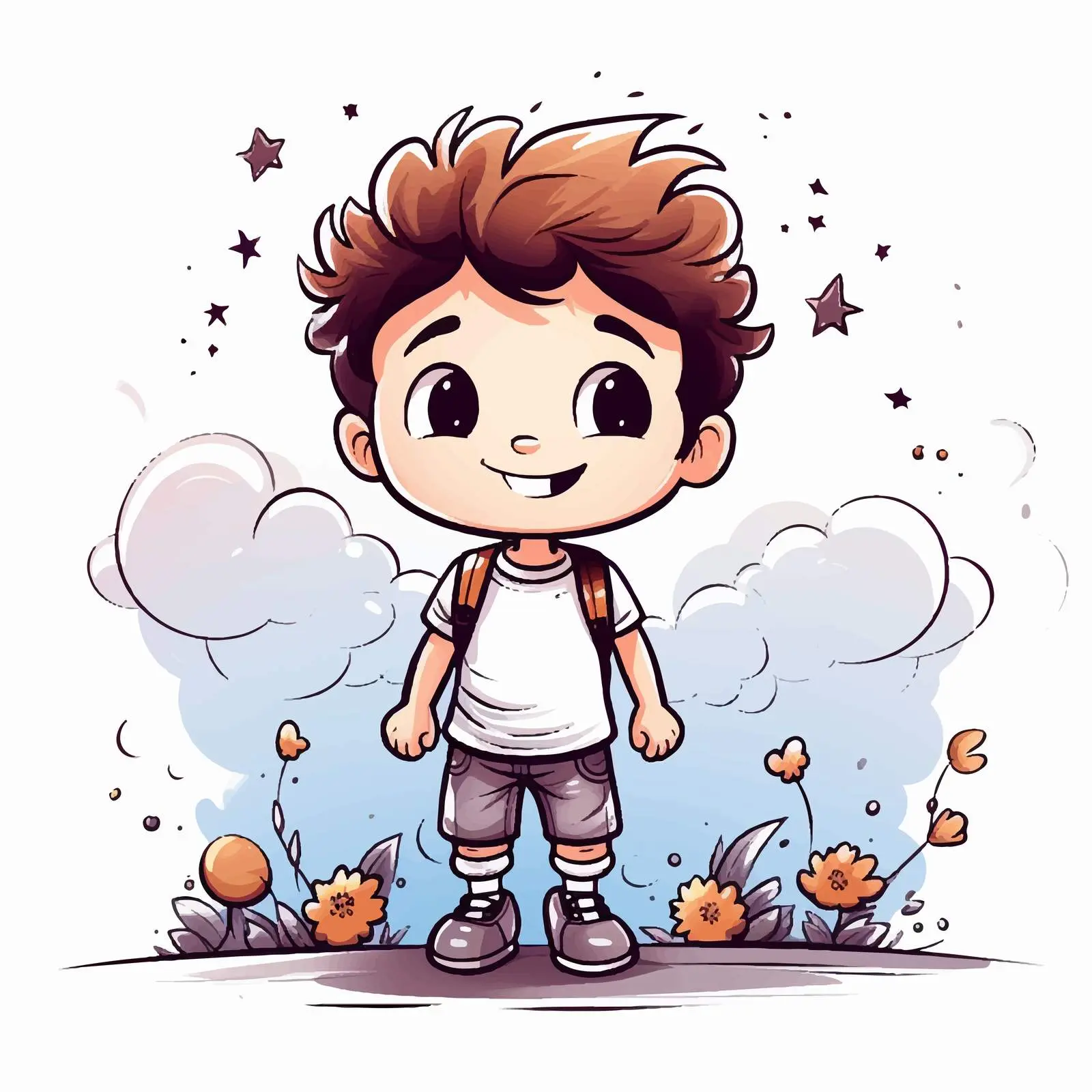 Cheerful Boy Vector Illustration with Doodle Style — free download from Dotvec