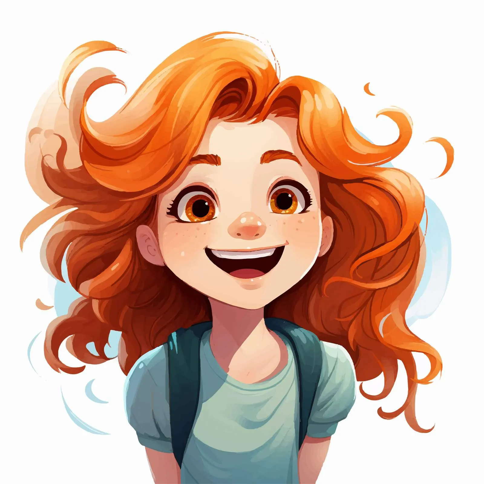 Cheerful Girl Vector Illustration with Joyful Smile — free download from Dotvec