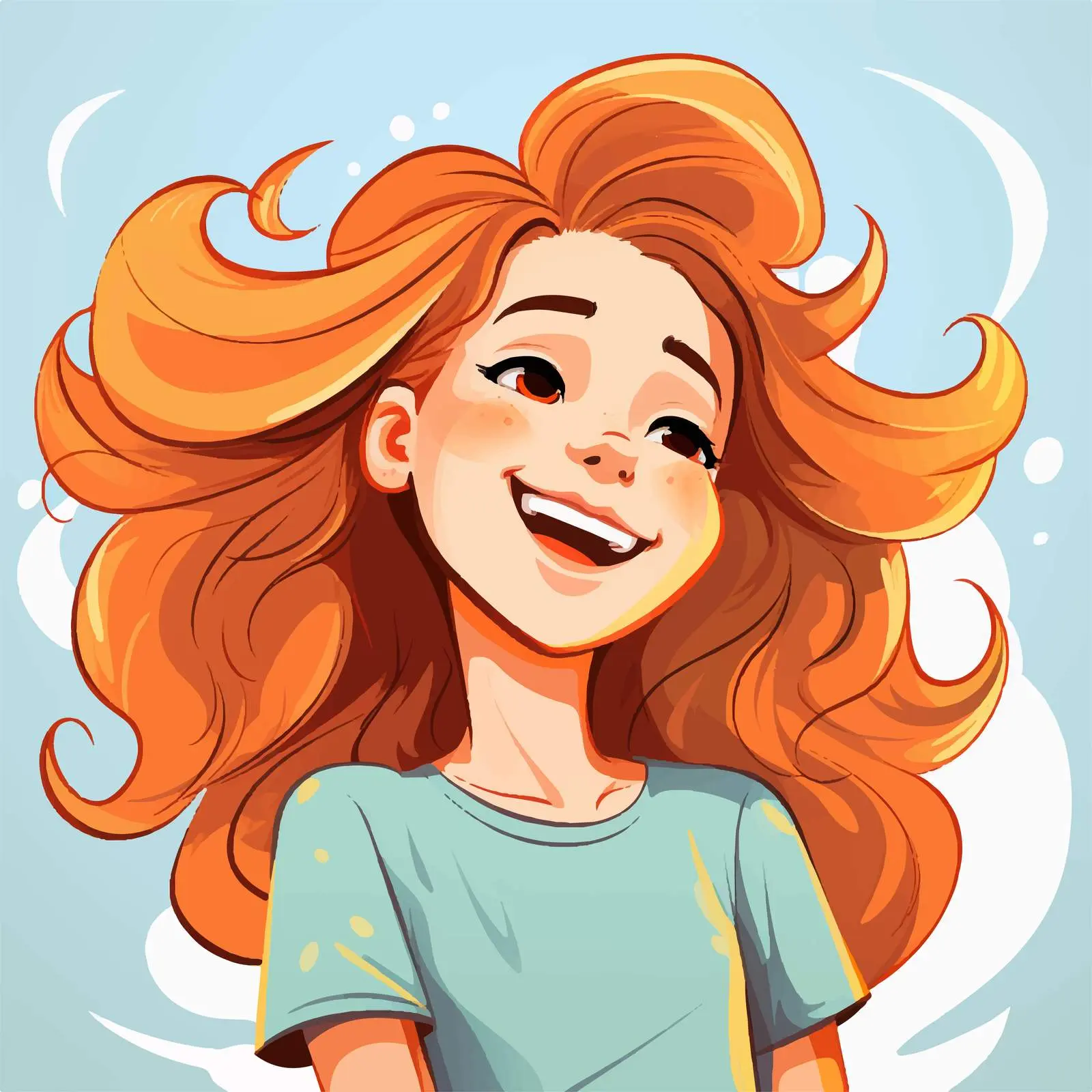 Cheerful Girl Vector Illustration with Joyful Smile — free download from Dotvec