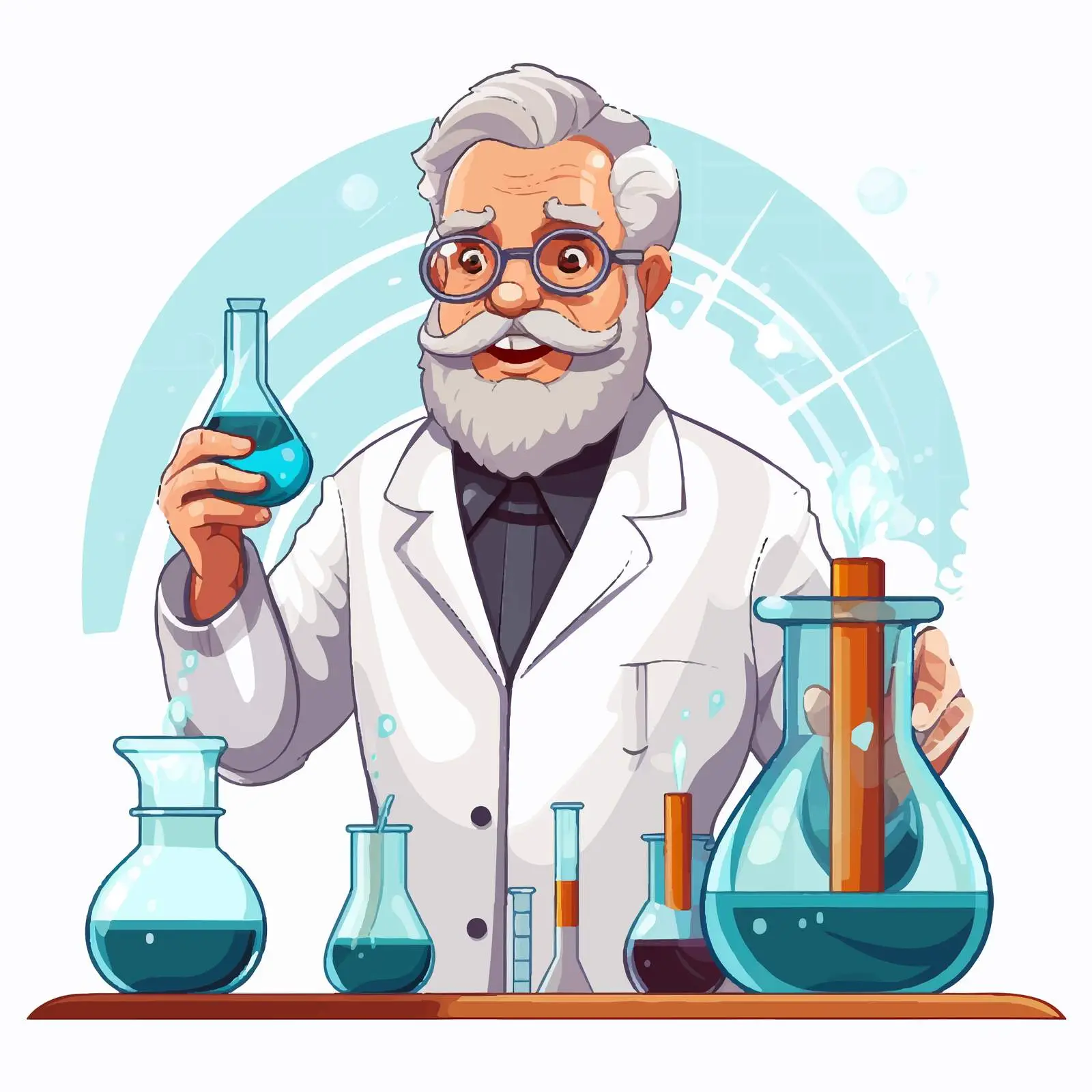 Chemist with Beaker and Test Tube on White Background — free download from Dotvec
