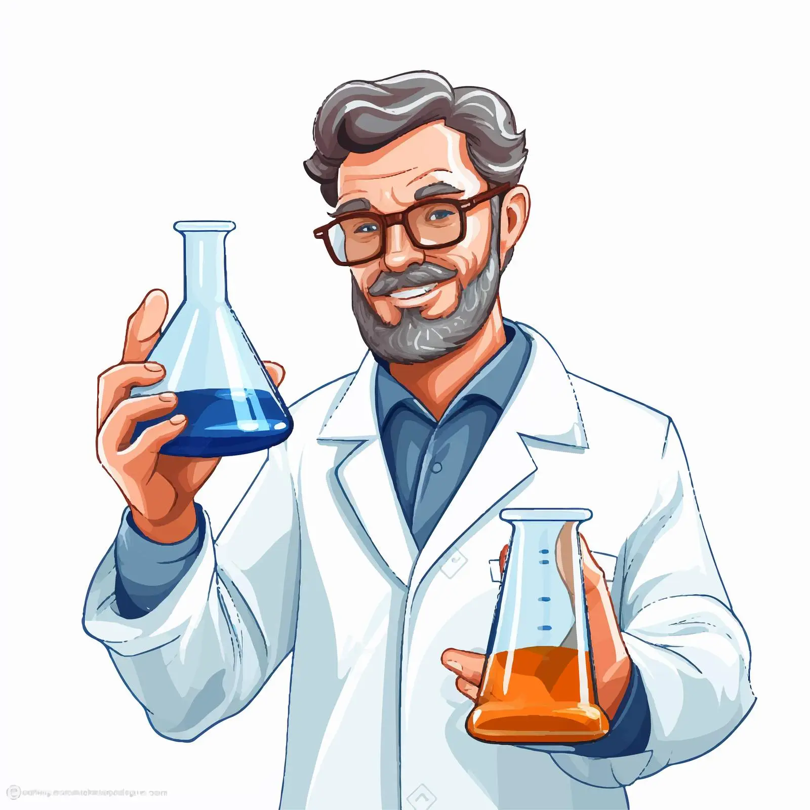 Chemist with Beaker and Test Tube on White Background — free download from Dotvec