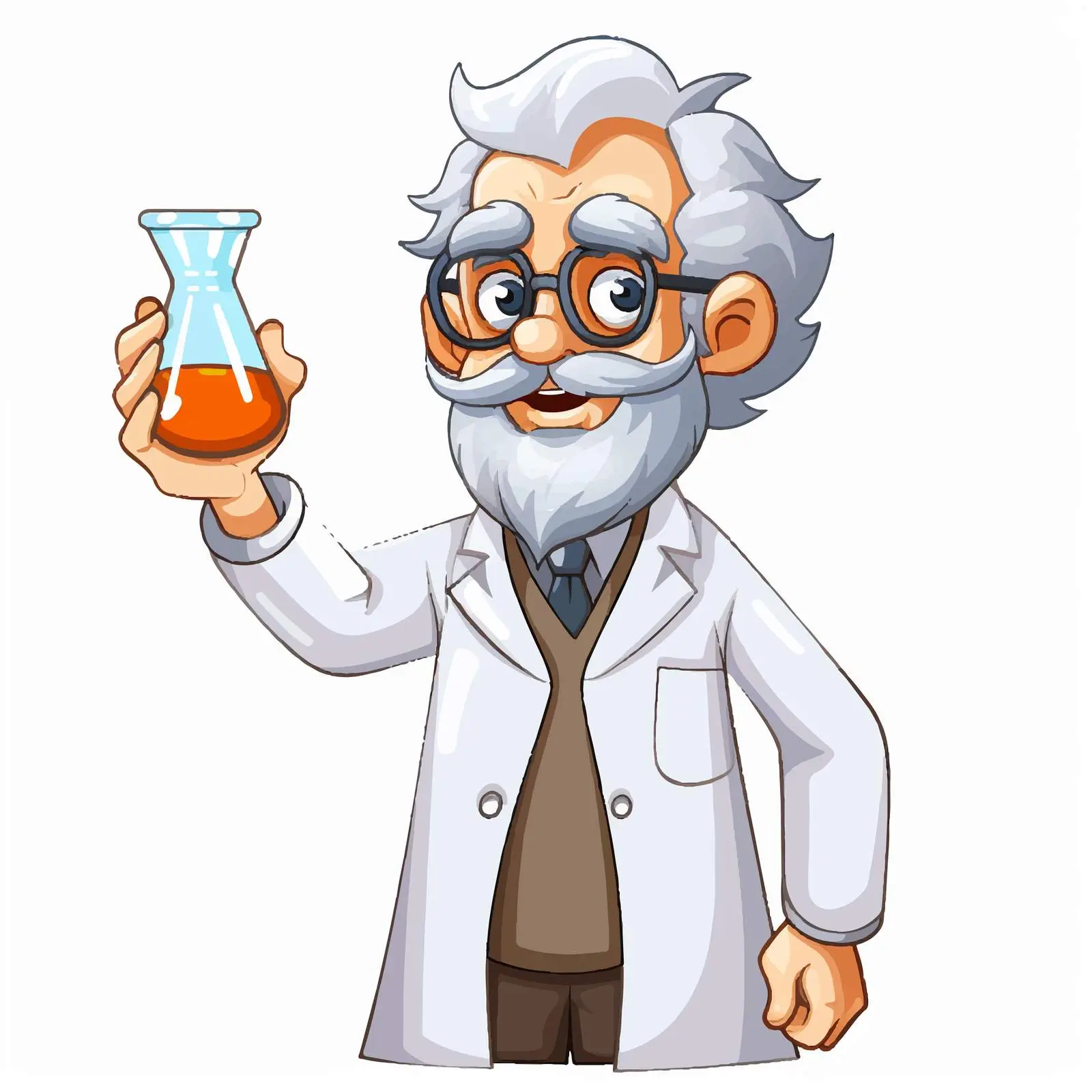 Chemist Holding Beaker Illustration on White Background – free chemicals image from Dotvec