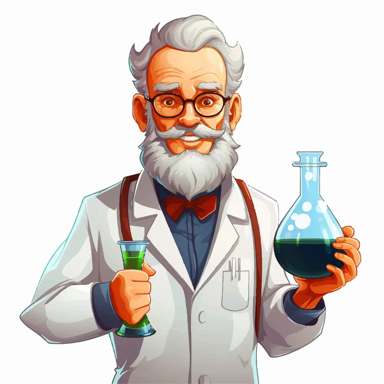 Chemist Holding Beaker Illustration on White Background – free curve image from Dotvec