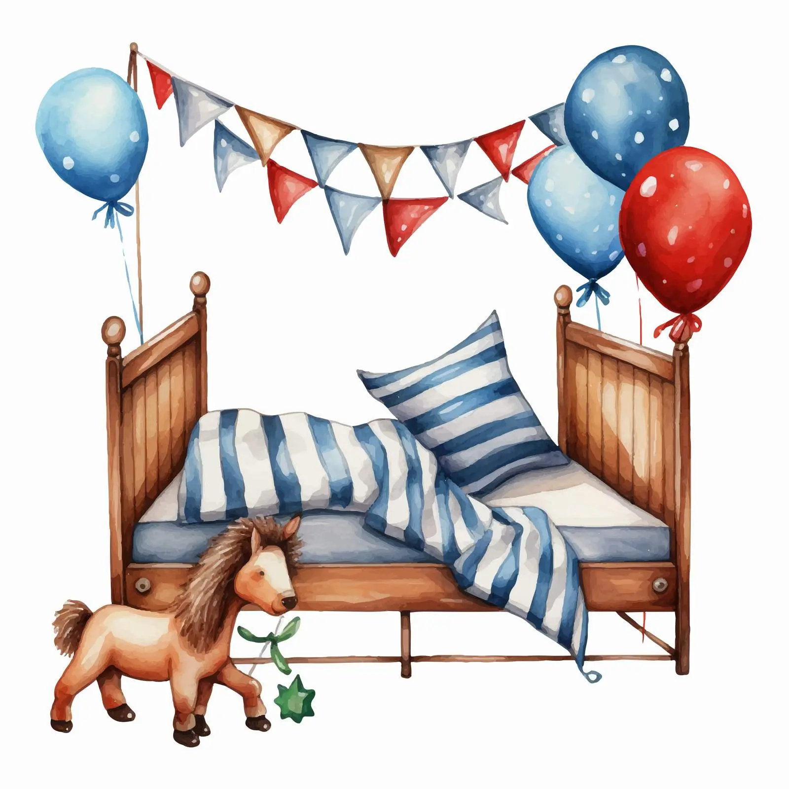 Playful Child's Bed with Toys and Accessories – free fun decor image from Dotvec