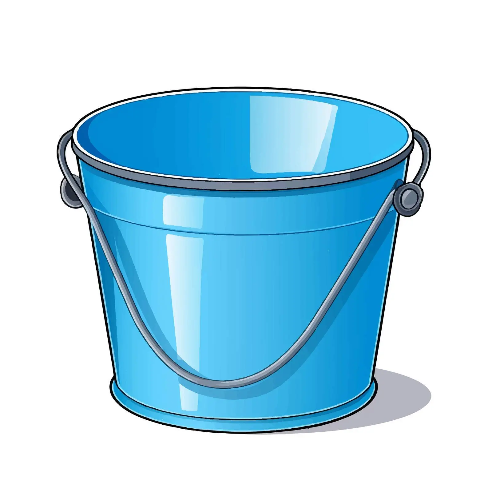 Close-Up Cartoon Blue Bucket Vector Illustration – free 3d effect image from Dotvec