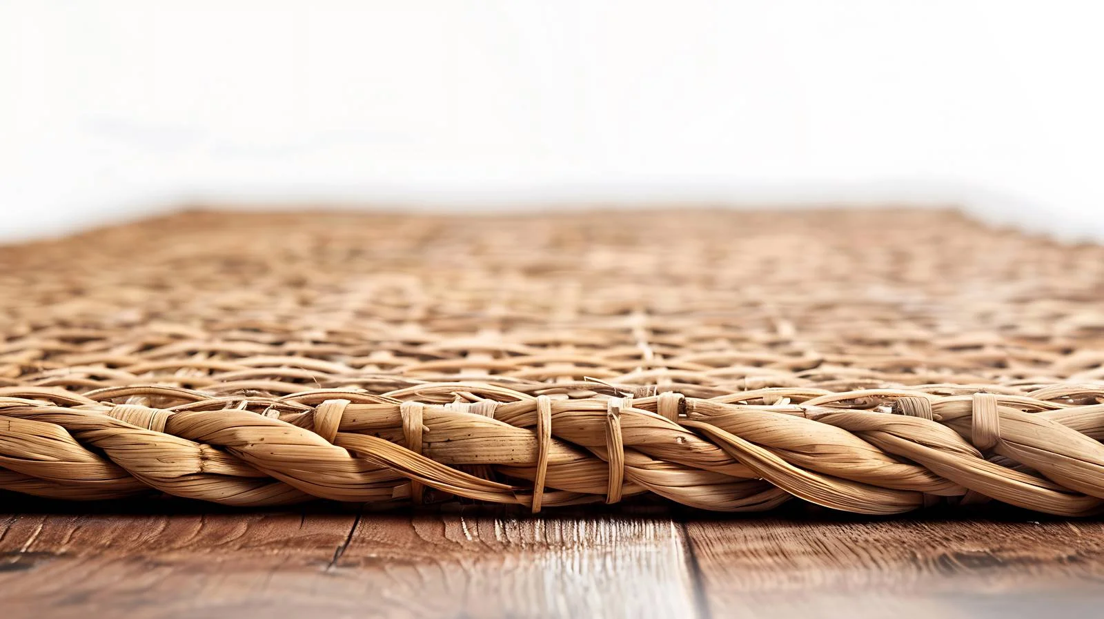 Wicker Mat on Wooden Table Closeup — free download from Dotvec