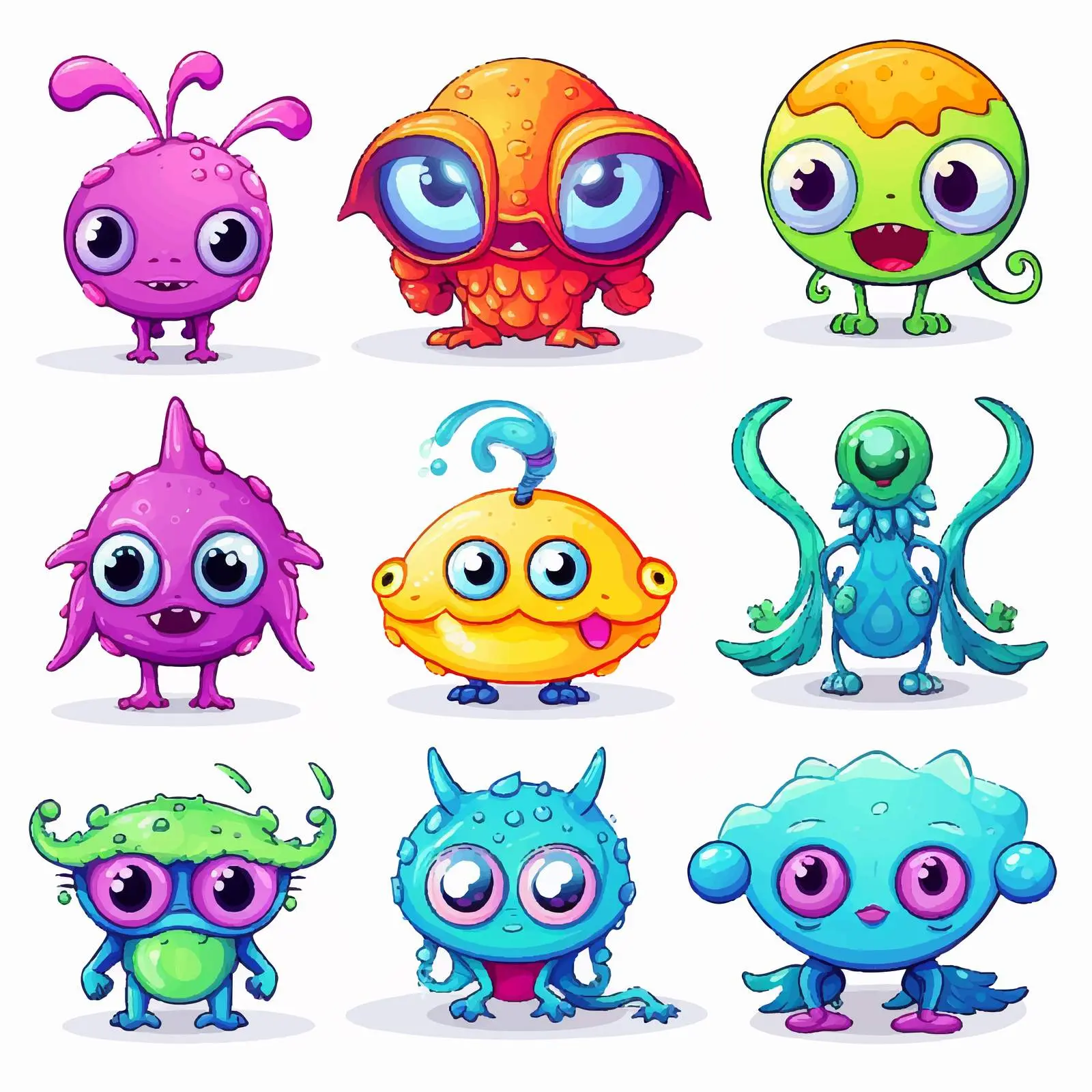 Adorable Extraterrestrial Creatures Vectors Collection – free cartoon aliens image from Dotvec