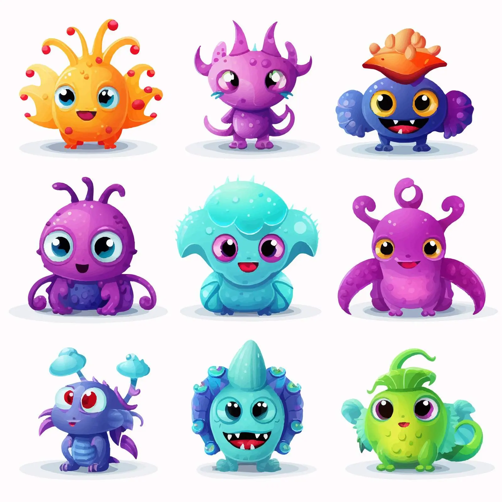 Adorable Extraterrestrial Creatures Vector Collection – free cartoon aliens image from Dotvec