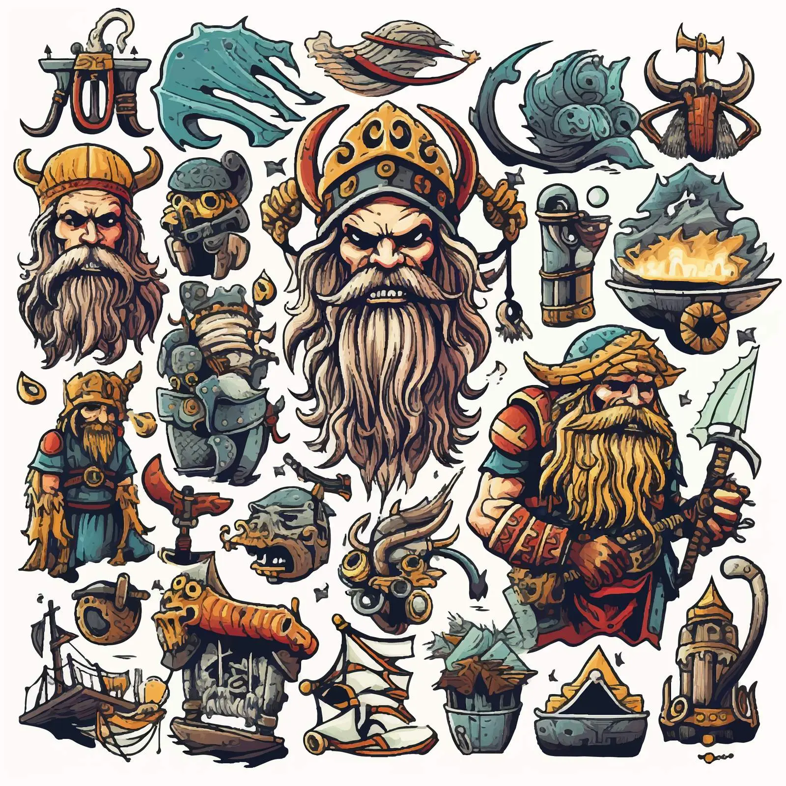 Pirate and Viking Themed Vector Collection – free maritime image from Dotvec