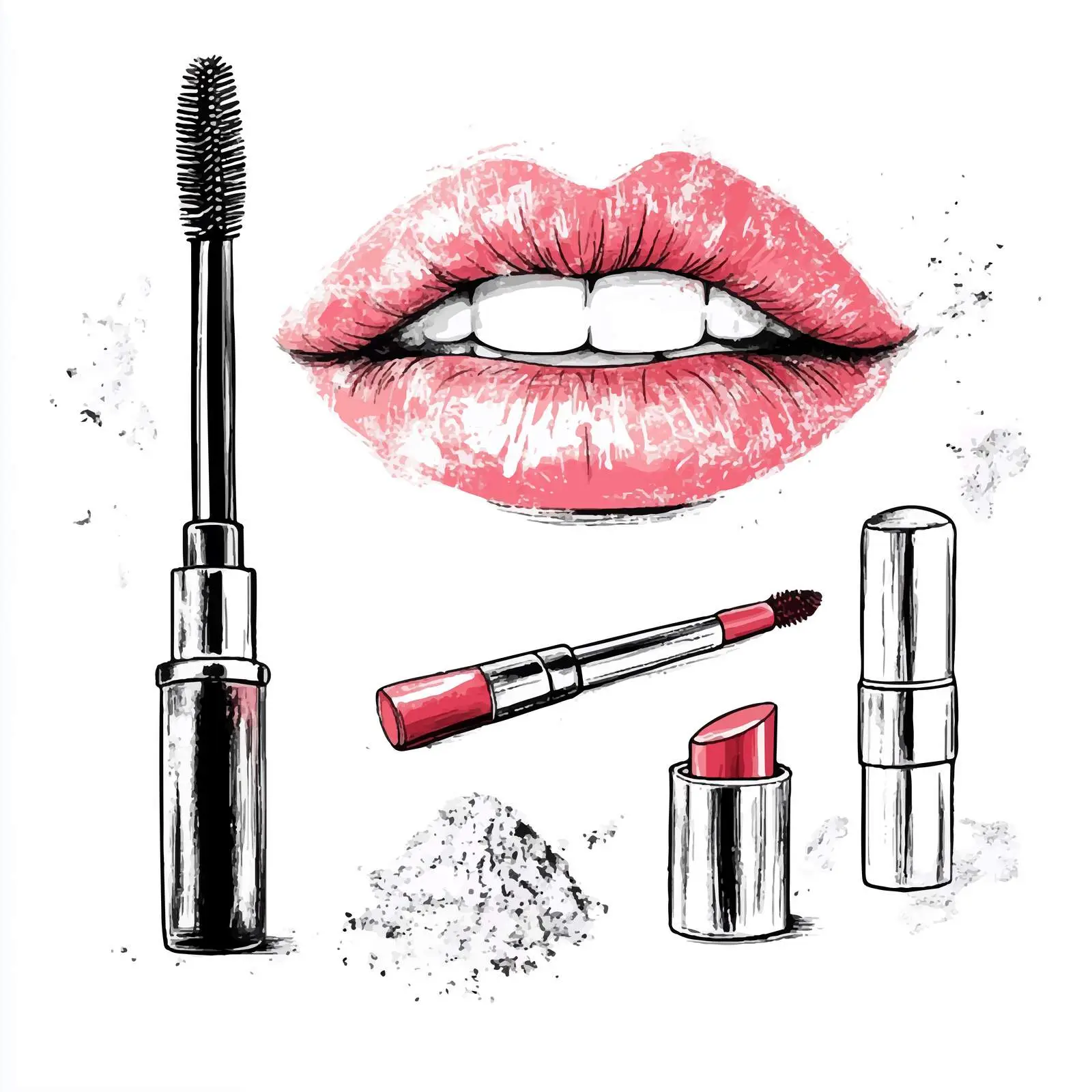 Cosmetic Make-Up Sketches Vector Art — free download from Dotvec